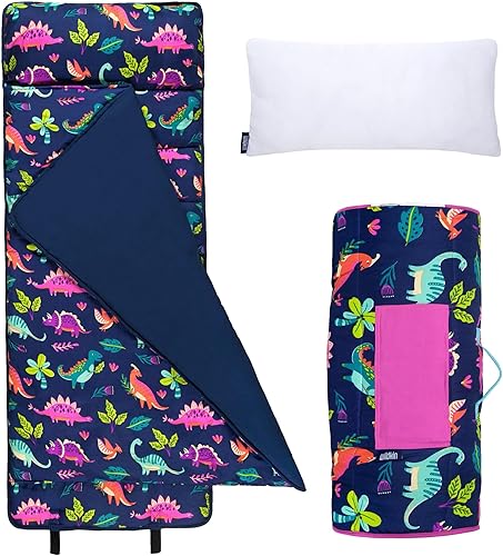 Wildkin Tapete de microfibra para siesta para niños, tapete suave para dormir con almohada, ideal para la escuela y los viajes, dinosaurios queridos