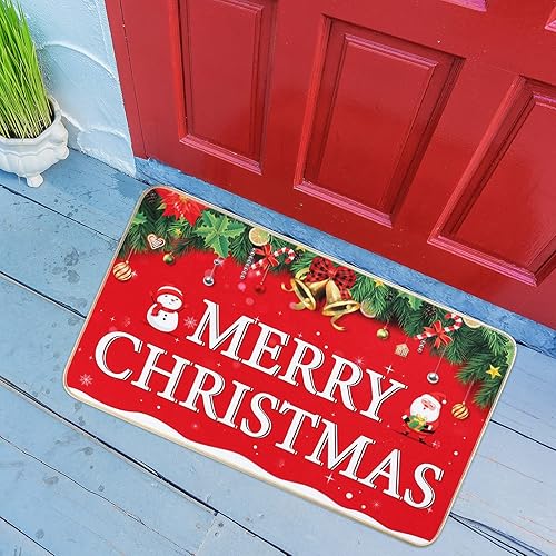 Nuanchu Tapete de puerta de entrada para interiores y exteriores, antideslizante, parte trasera de goma, divertido decorativo de Navidad para casa