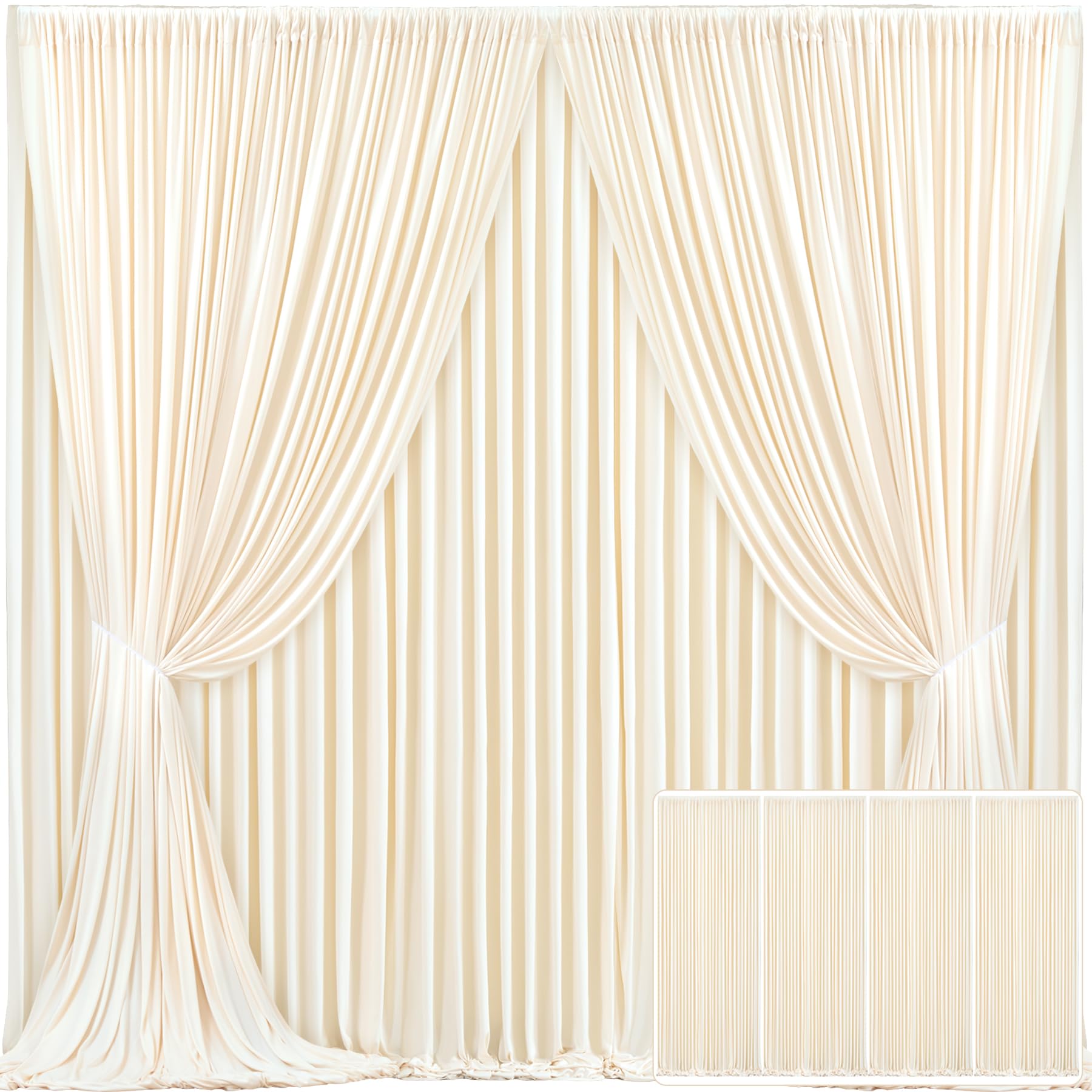 4 Panels Champagne Backdrop Curtain for Parties Wedding Baby Shower Wrinkle Free Photo Curtains Backdrop Drapes Fabric Decoration for Bridal Shower