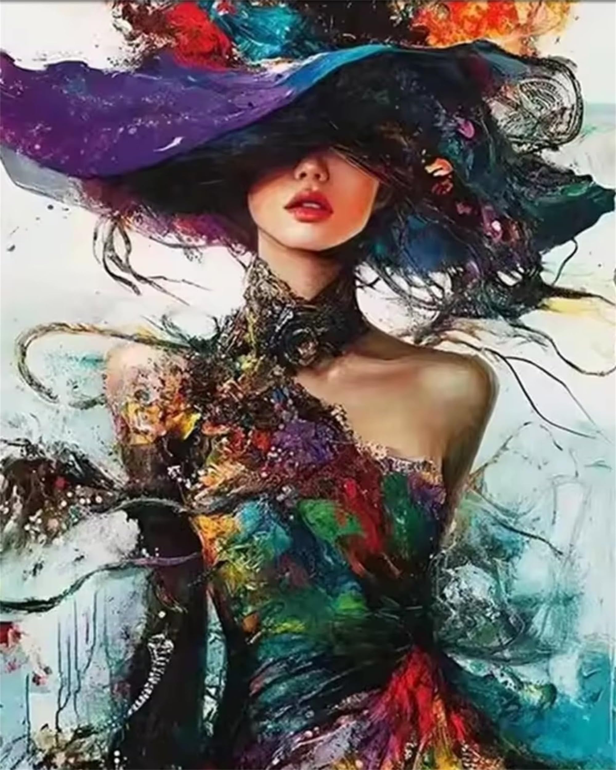 ZHOSOHO DIY Paint by Number for Adults,Painting by Number Kits on Canvas,Color by Numbers for Adult Beginner,Gifts Decor for Home Wall Room (Woman)