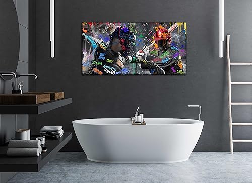 Miniatura 126 de JKWALL77 Arte de pared de graffiti – Decoración de pared de arte abstracto grande – Arte de pared en lienzo para sala de estar, listo para colgar