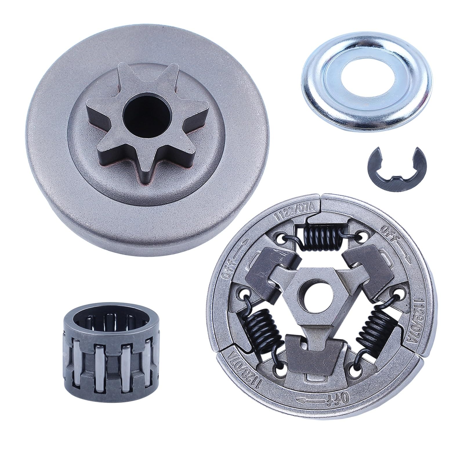 Kit de cojinete de rueda dentada de tambor de embrague recto de 3/8 "-7T for motosierra Stihl MS391 MS311 piezas de repuesto con piezas de embrague de cojinete de aguja