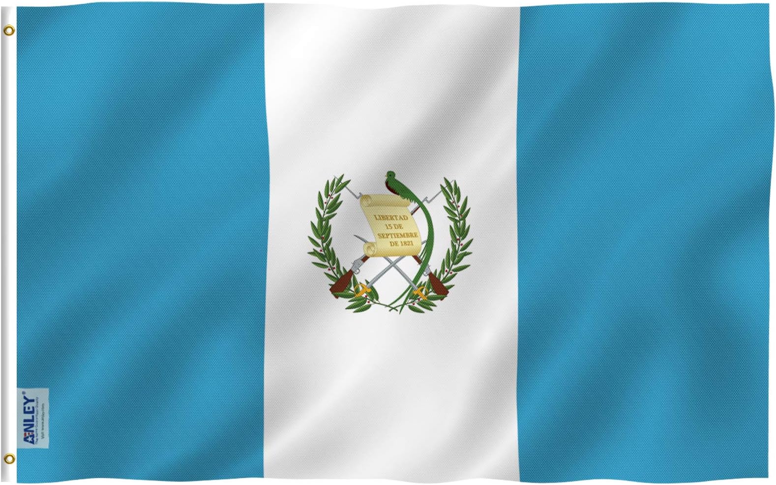 Anley Fly Breeze 3x5 Foot Guatemala Flag - Vivid Color and Fade proof - Canvas Header and Double Stitched - Guatemalan Country Flags Polyester with Brass Grommets 3 X 5 Ft