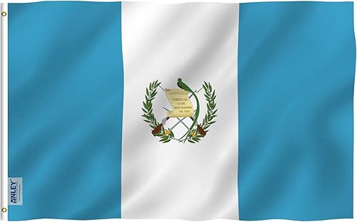 Anley Fly Breeze - Bandera de Guatemala de 3 x 5 pies, color vivo y a prueba de decoloración, cabecera de lona y doble costura, banderas