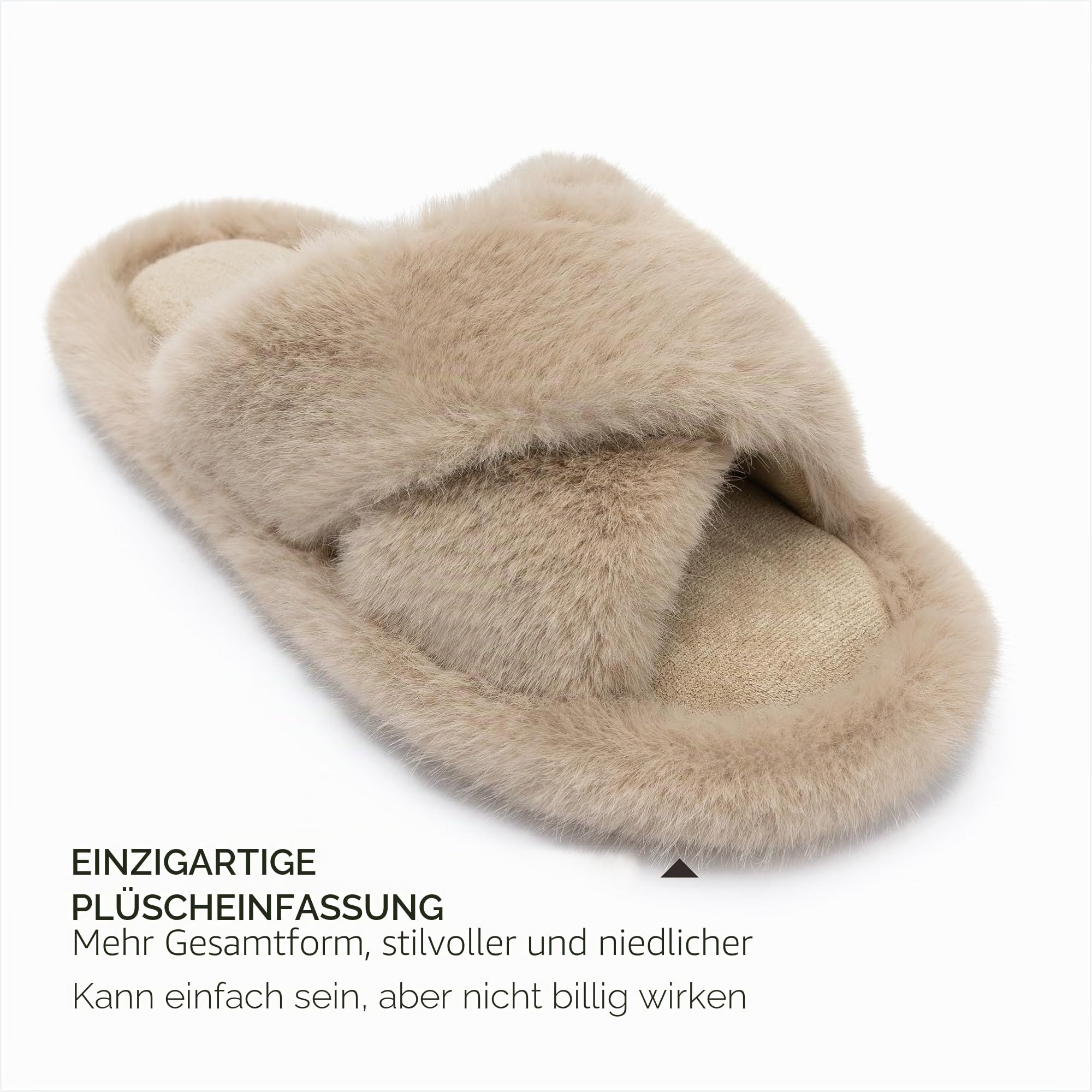 Chantomoo Damen-Hausschuhe, Kreuzband, flauschig, Memory-Schaum, Hausschuhe für Damen, Plüsch, bequem, Schlafzimmer, Kunstfell, Hausschuhe, rutschfeste Sohle, trendiges Geschenk, Hausschuhe
