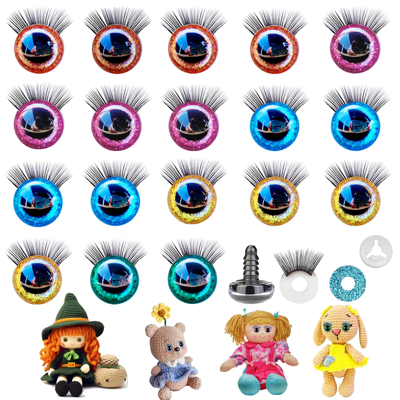 TaoTazon Sicherheitsaugen Für Häkeltiere - 30 Stück 12-20mm Bunte Amigurumi Augen