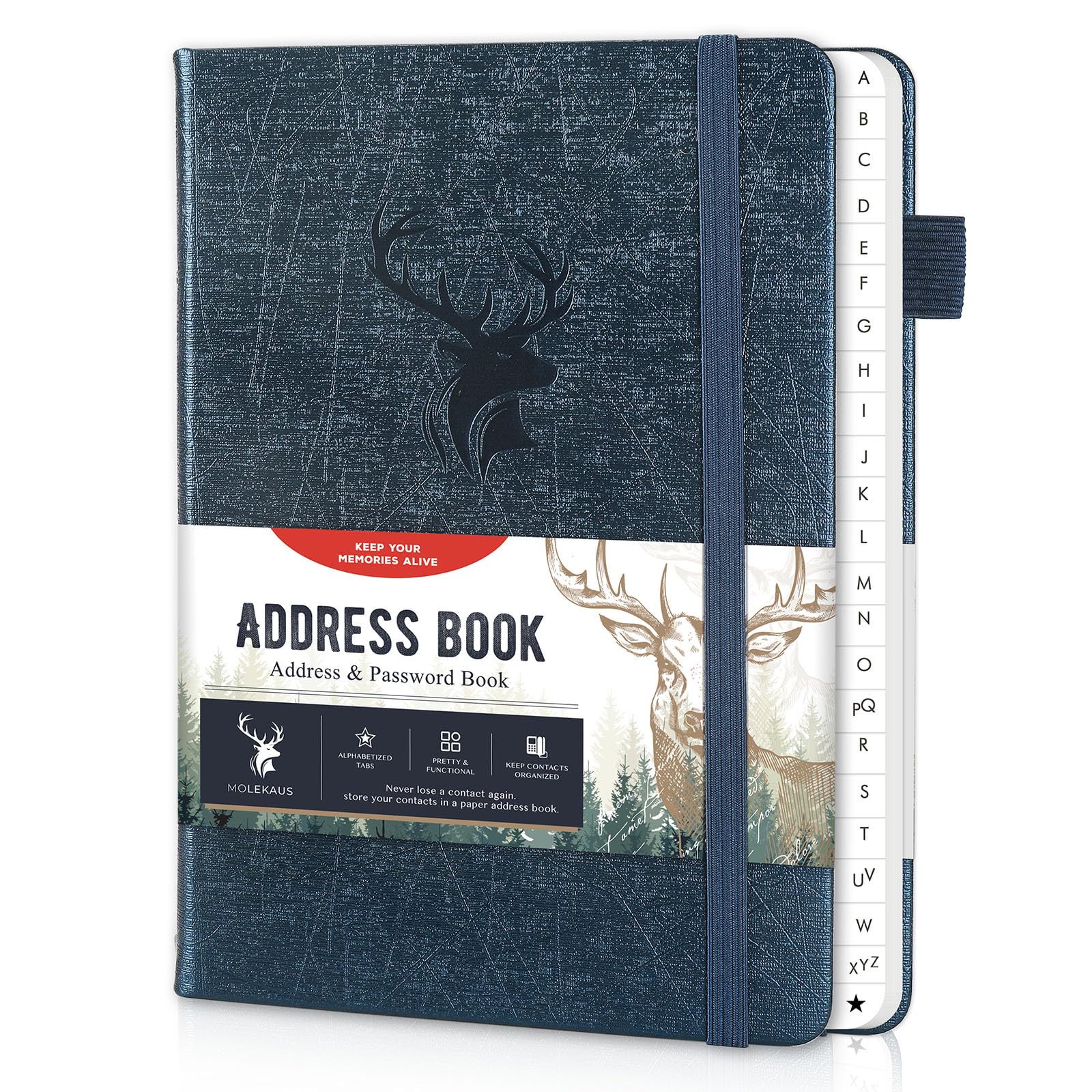 Address Book with Alphabetical Tabs, Hardcover Large Print Telephone and Address Book for Keeping Contacts Safe with Space for Important Website