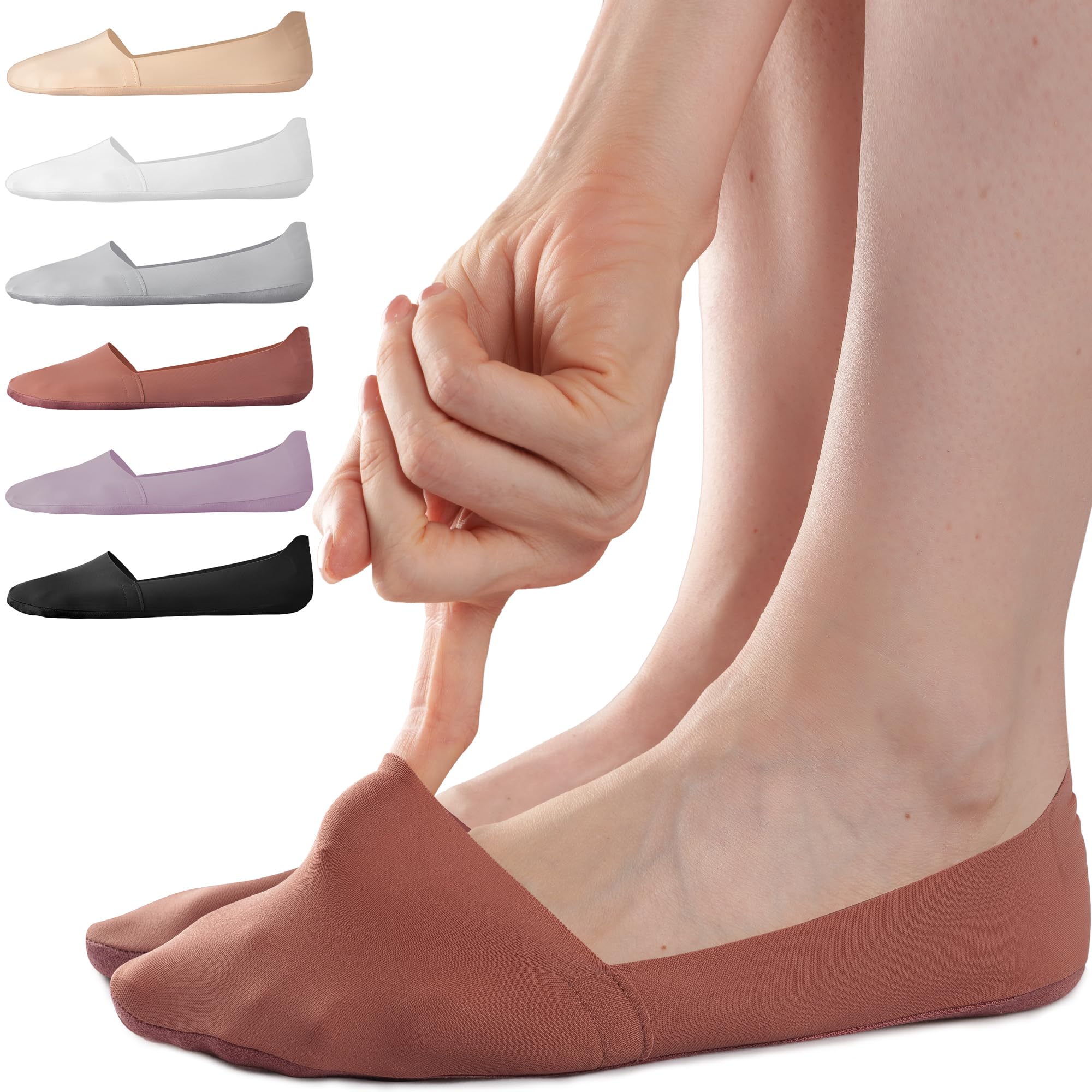 Sofier No Show Socks Womens, Non Slip Low Cut 6 Pairs Thin Silky Dress Footies Liner Invisible Socks Flats Loafers Sneakers