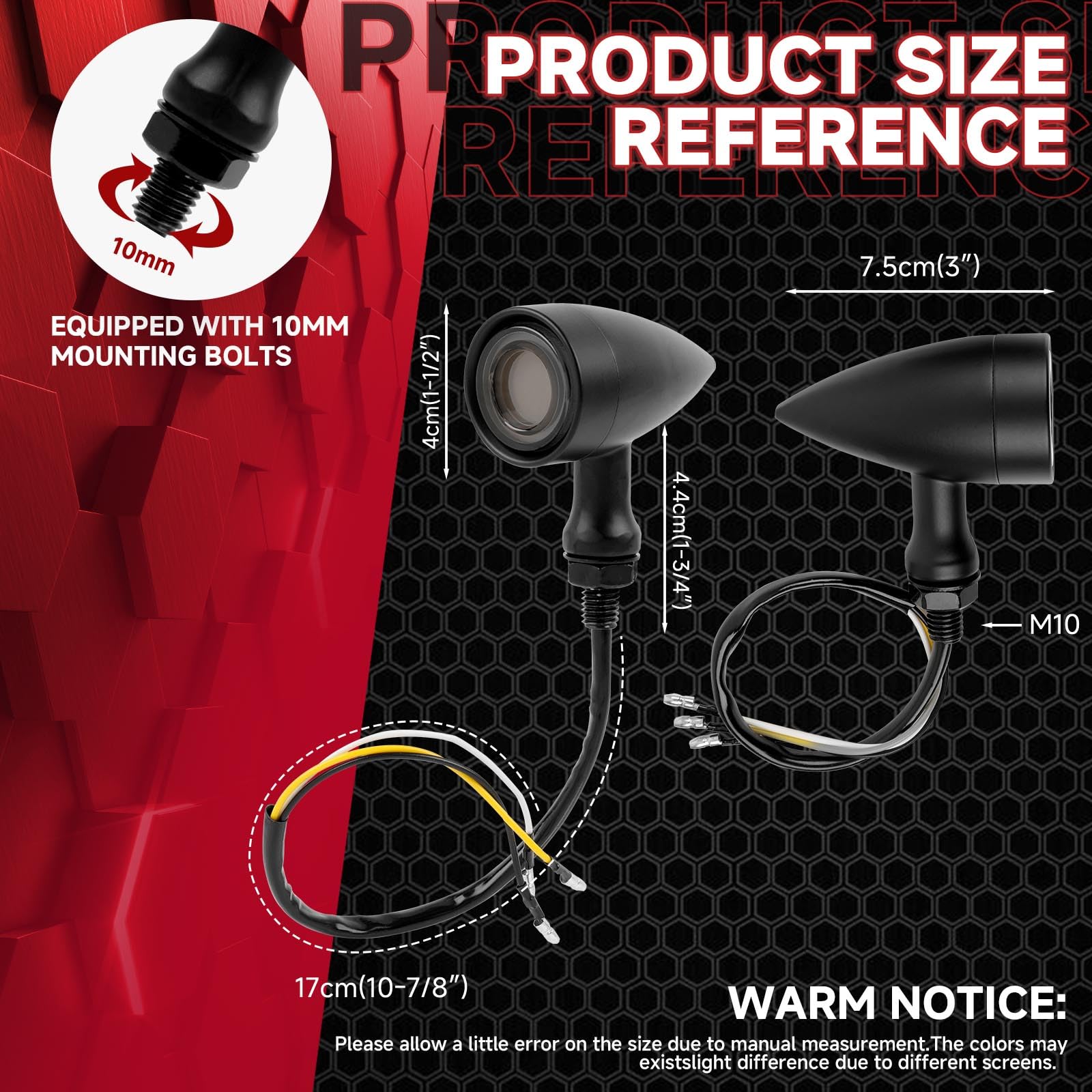 DREAMIZER LED Frecce Moto, CNC Indicatore 12V Universale per Scooter, Ambra & Bianca Luce Compatibile con Harley Honda Kawasaki Suzuki Triumph Yamaha, 2 Pezzi