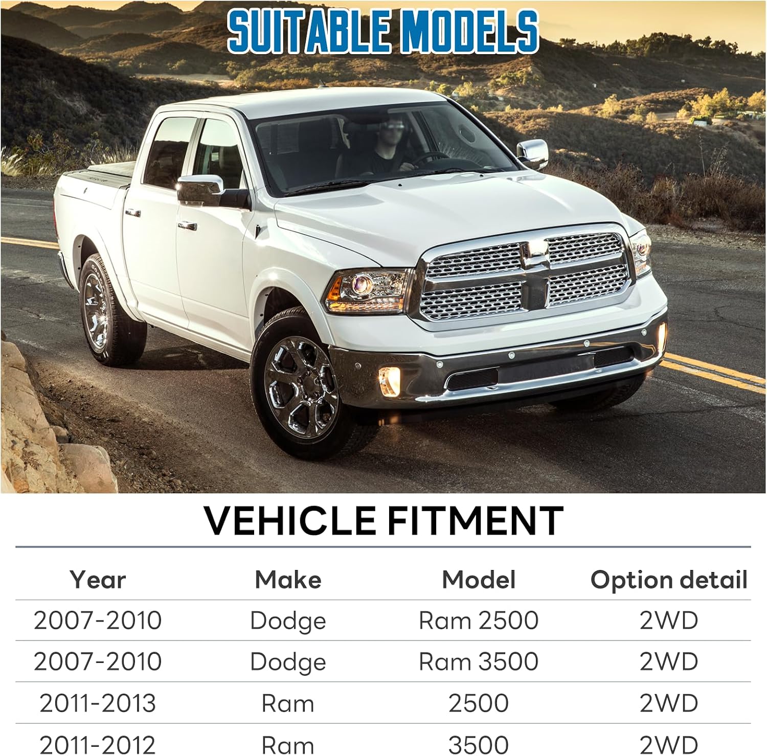 Front Bump Stops Compatible with Dodge Ram 2500 3500 2003-2010, Ram 2500 2011-2014, Ram 3500 2011-2012 (2WD Only), Lower Control Arm Jounce Bumpers Replacement