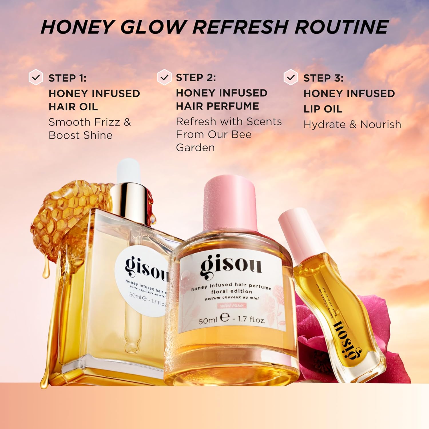 Gisou Honey Infused Hair Perfume Mini – Long-Lasting Hair Fragrance with Mirsalehi Honey & Argan Oil, Wild Rose, 0.5 Fl Oz - Image 6
