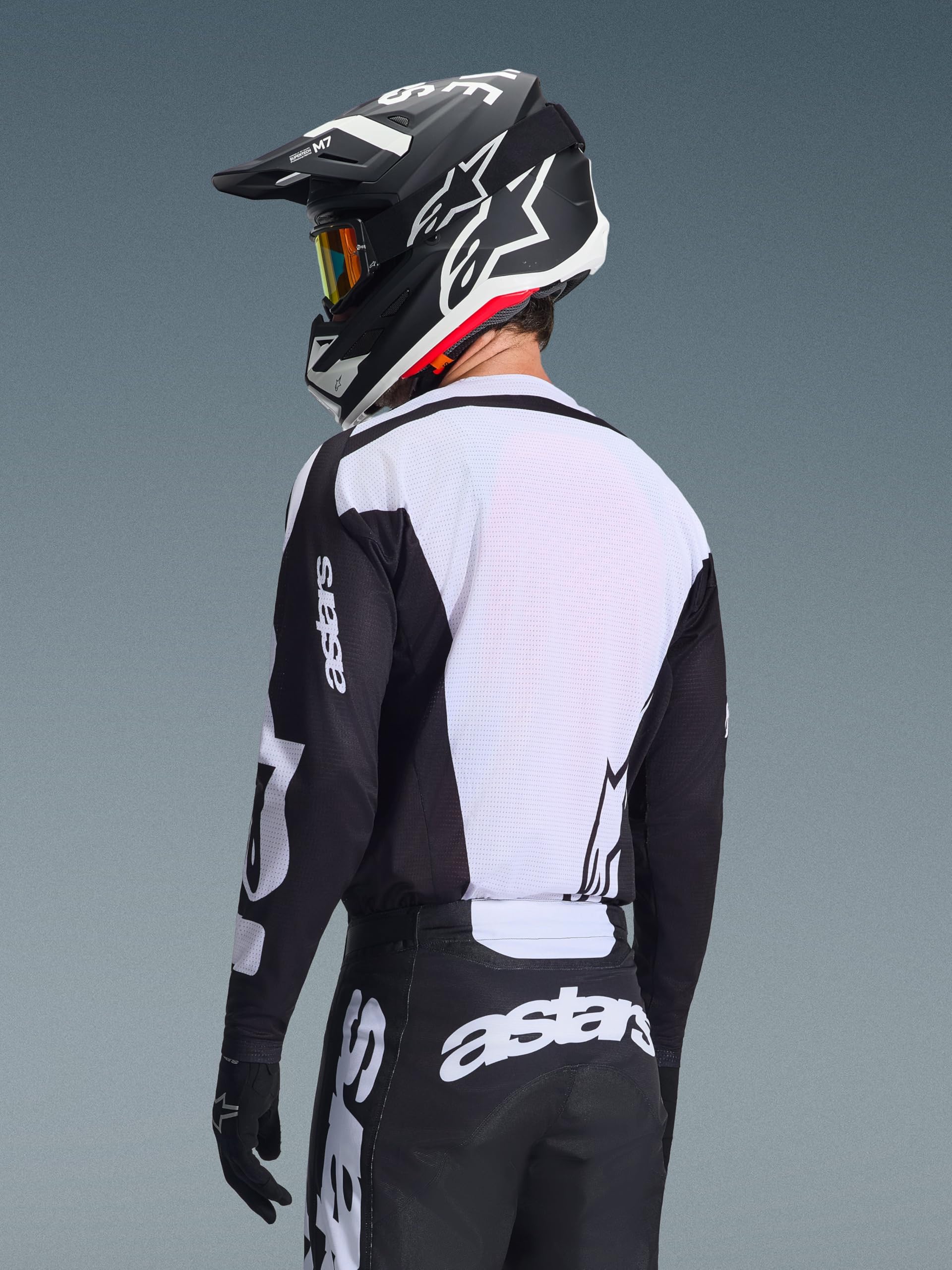 Alpinestars Racer Air Riway Maglia da motocross, nero/bianco, L