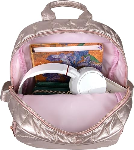 Miniatura 4 de Jessica Simpson Mini mochila acolchada para mujer, para el trabajo, la recreación, los desplazamientos y los viajes, Acolchado metálico