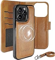 Vista 1 de Funda tipo cartera para iPhone 15 Pro con soporte para tarjetas, funda magnética desmontable de cuero, compatible con carga inalámbrica MagSafe