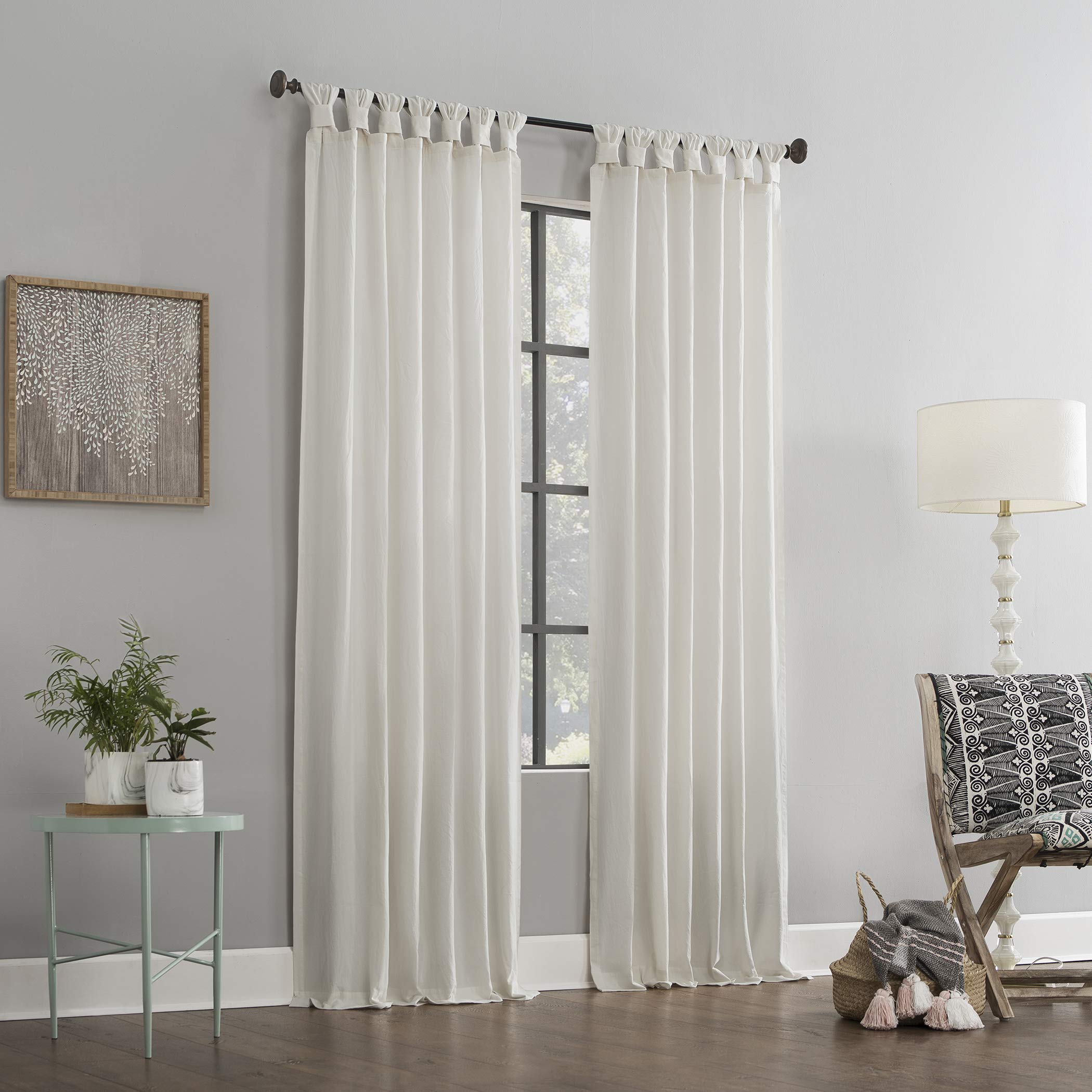 Amazon｜Archaeo ウォッシュドコットンツイストタブカーテン 52インチ