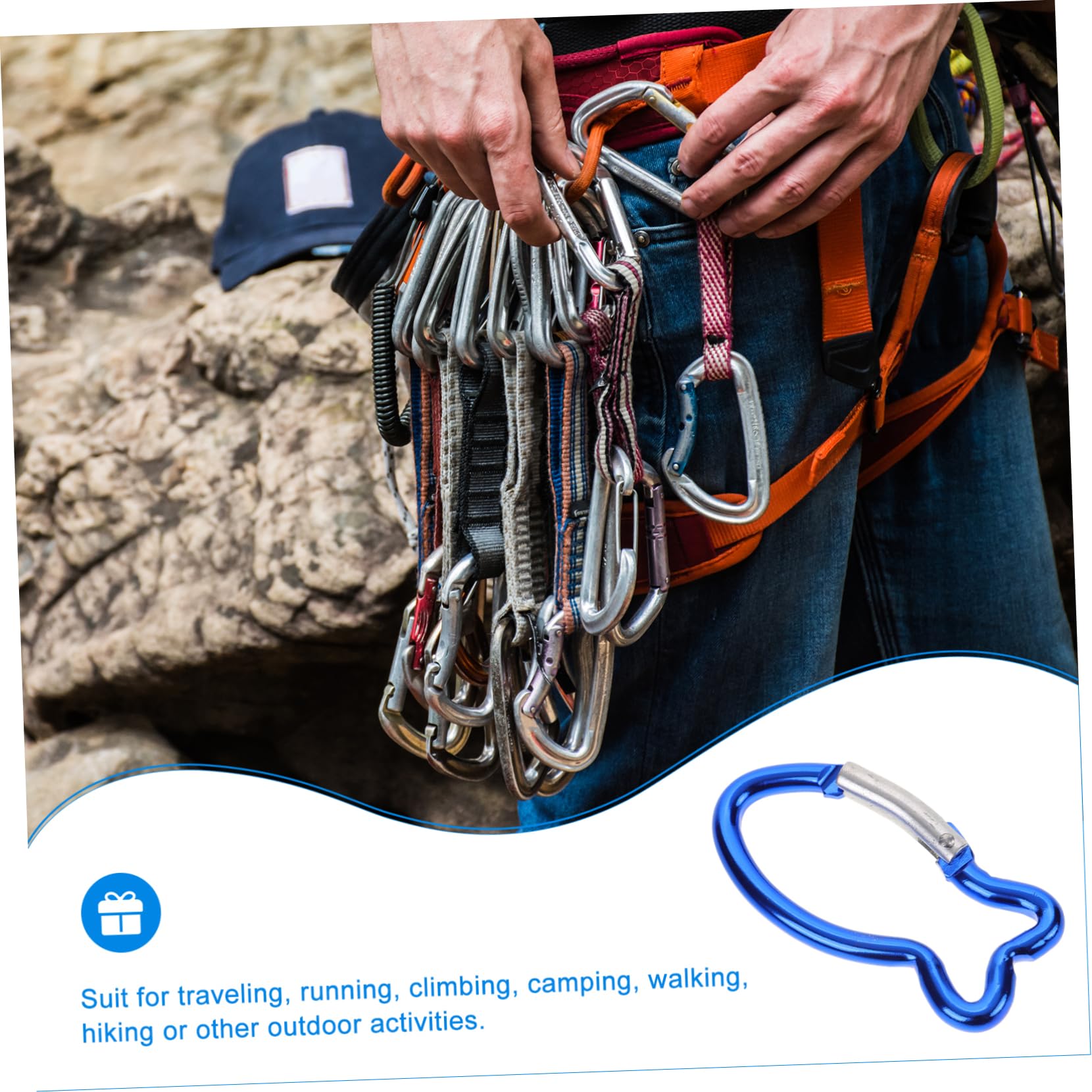 Sosoport Boucle De Sécurité Extérieure Crochets Mousqueton De Camping Boucle De Ceinture Boucler Boucles De Suspension Boucles en Métal Alliage D'aluminium Blue