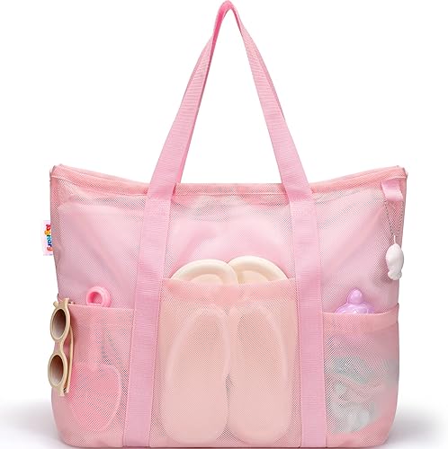 Miniatura 2 de Tagitary Juego de juguetes de playa de arena para niños de 3 a 10 años y bolsa de playa de malla con cremallera, bolsa de playa grande con 8