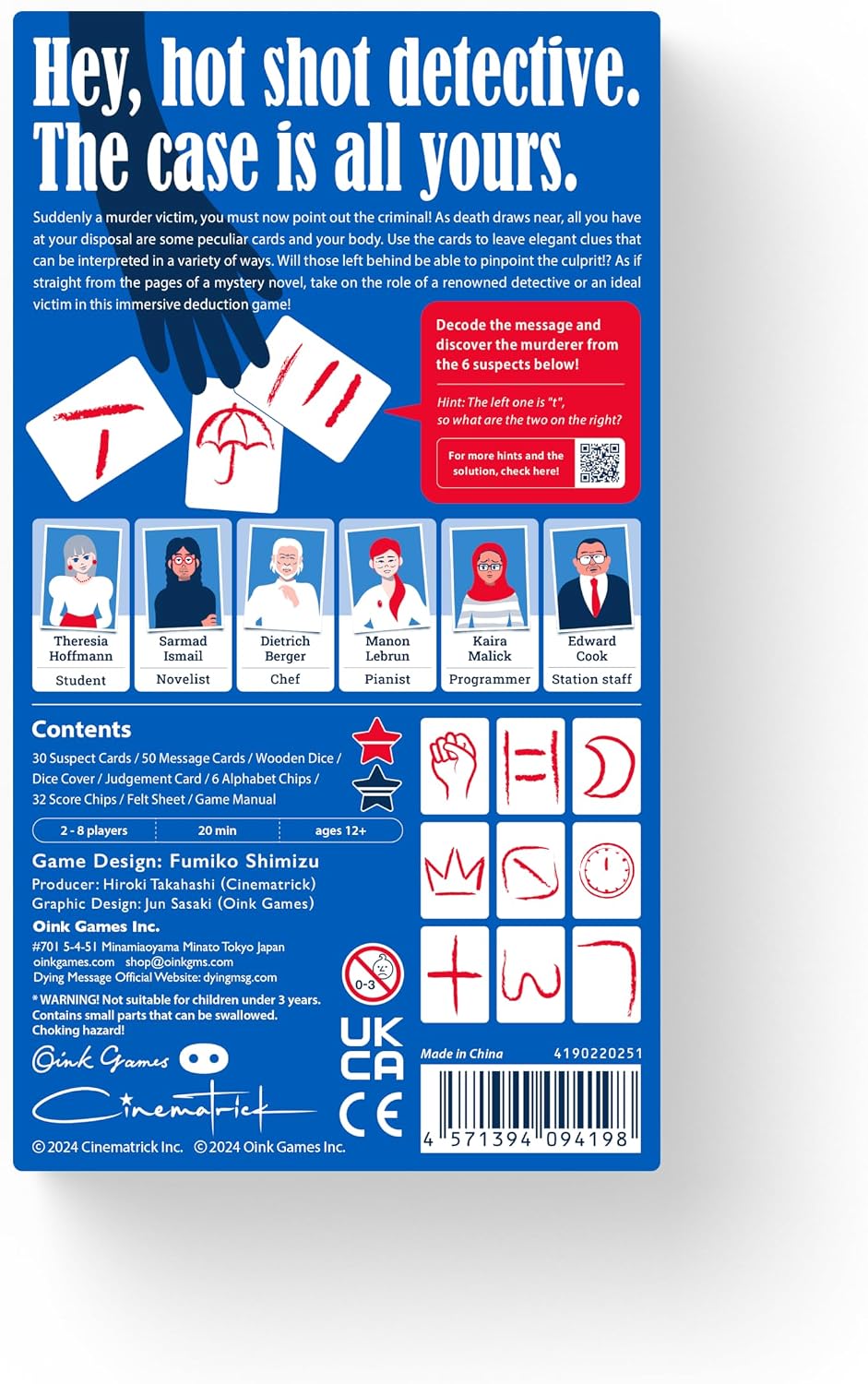 Oink Games Dying Message Card Game Deduction Mystery Party Game | 2–8 Players | Ages 12+ | 20 Min Playtime | Family Board Game