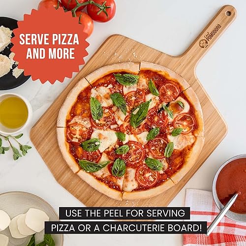 Miniatura 5 de Chef Pomodoro Pala de pizza de madera de 14 pulgadas, pala de pizza de madera casera, tabla con asa, accesorios de horno para interiores