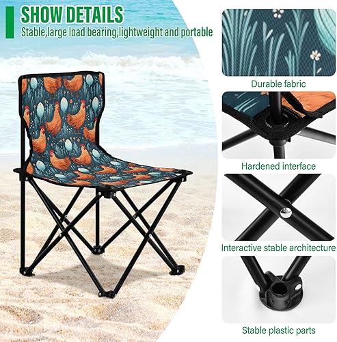Miniatura 5 de Al aire libre plegable linda flor de pollo sillas de camping para adultos silla de camping portátil silla de césped ligera 202a3160