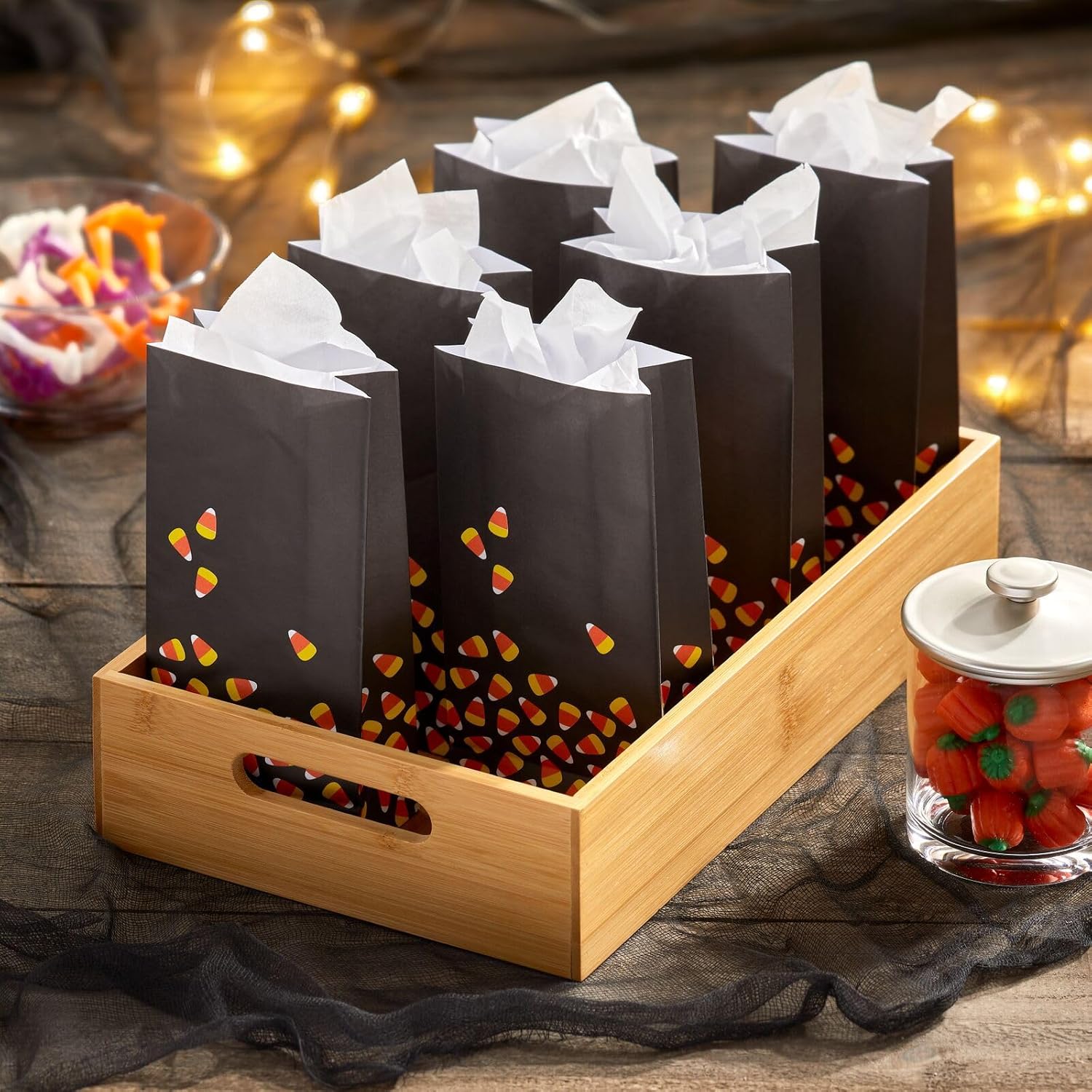 mDesign Wide Bamboo Office Desk Drawer Organizer Tray Bin with Handles - Organizer for School Supplies, Pens, Pencils, Notepads, Staplers, Envelopes - Echo Collection, 2 Pack, Natural Wood Finish