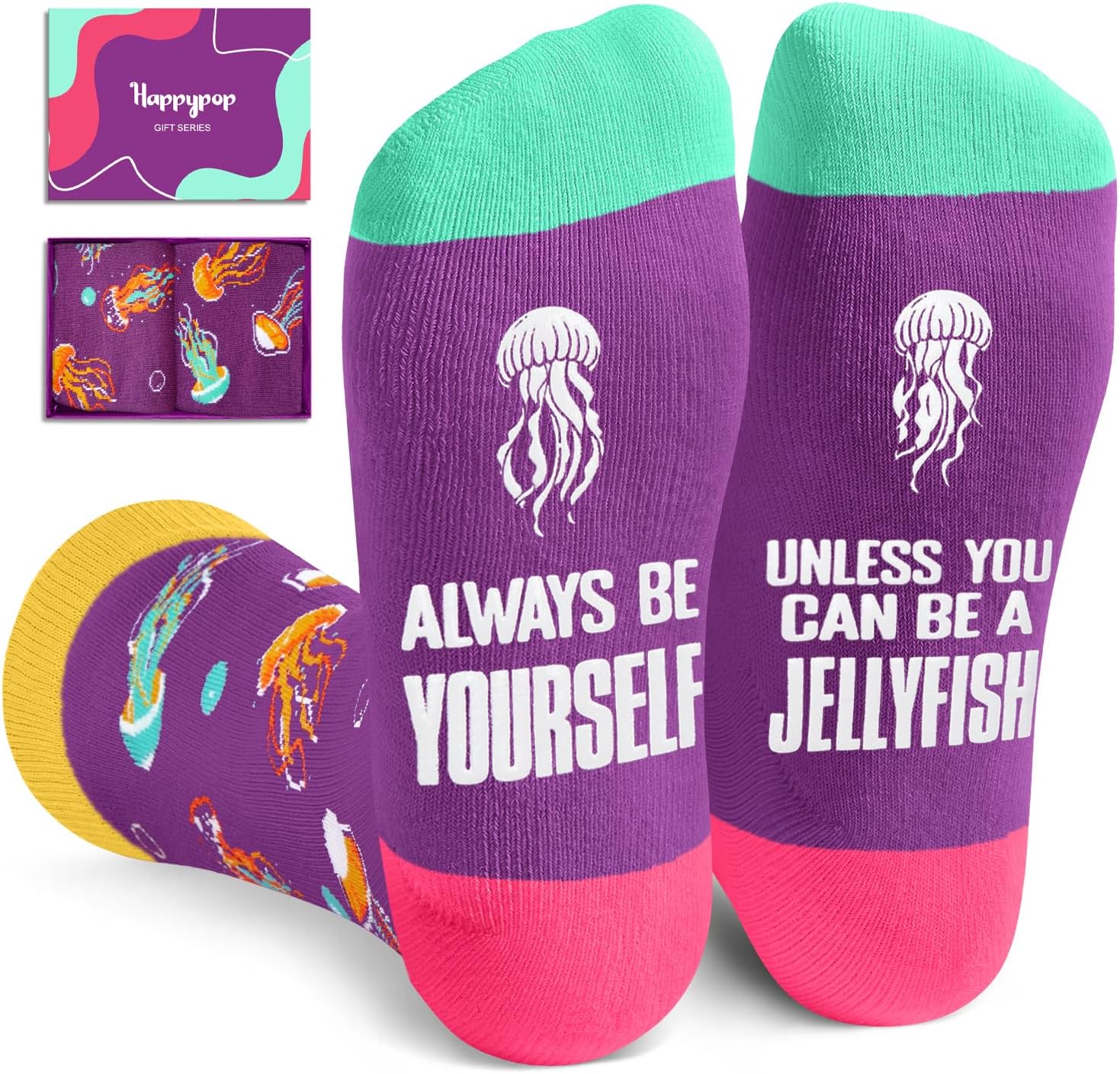 HAPPYPOP Animal Gifts for Women Men - Jellyfish Turtle Socks Penguin Frog Axolotl Gifts