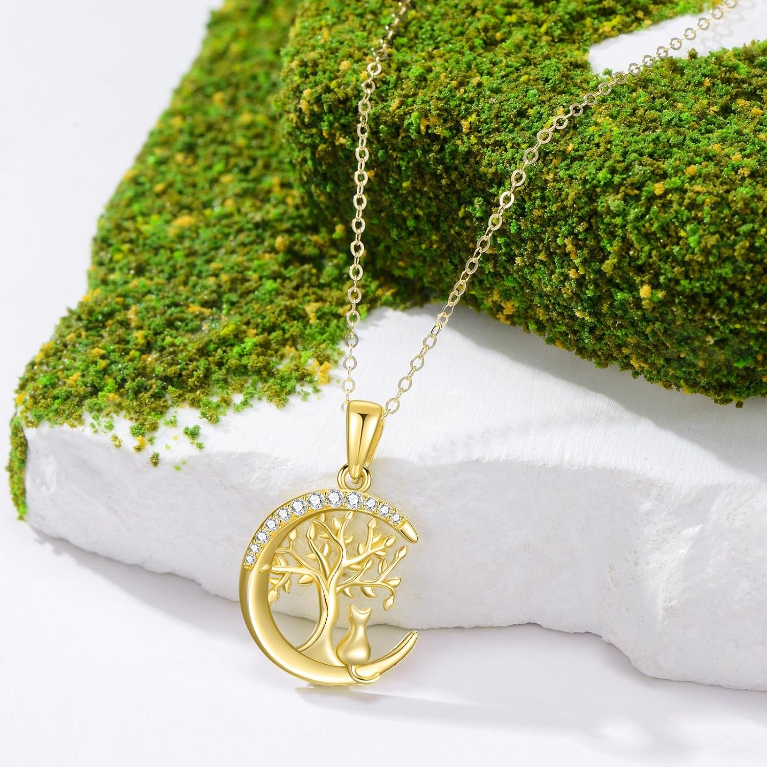 14K Real Gold Necklace for Women - Sunflower/Cross/Infinity/Butterfly/Compass/Tree of Life Pendant Yellow Gold 14 Karat Gold Pendant Necklace - Image 3