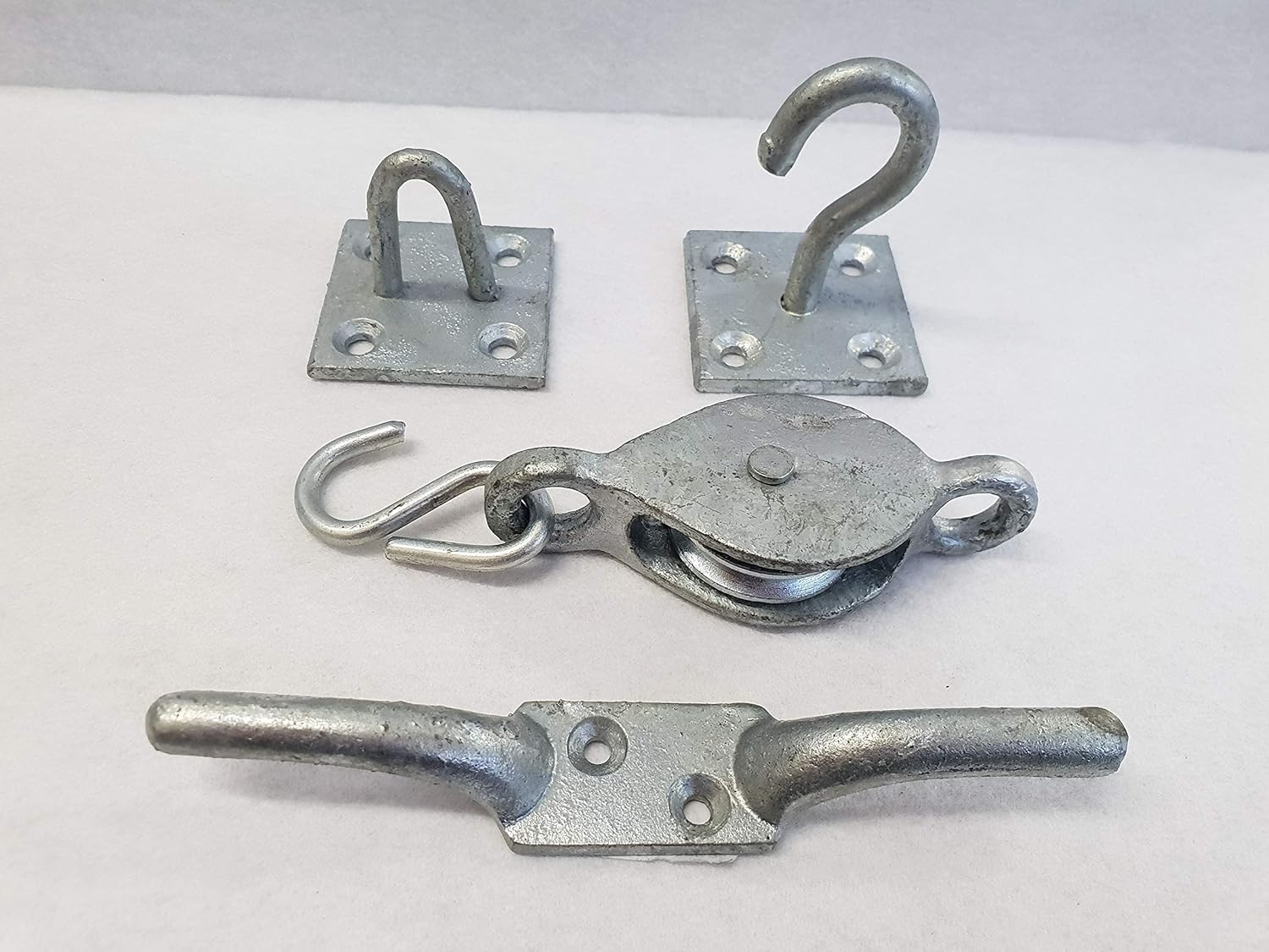 GREEN COUNTY HARDWARE Heavy Duty Galvanised Complete washing line set PULLEY CLEAT HOOK & EYE