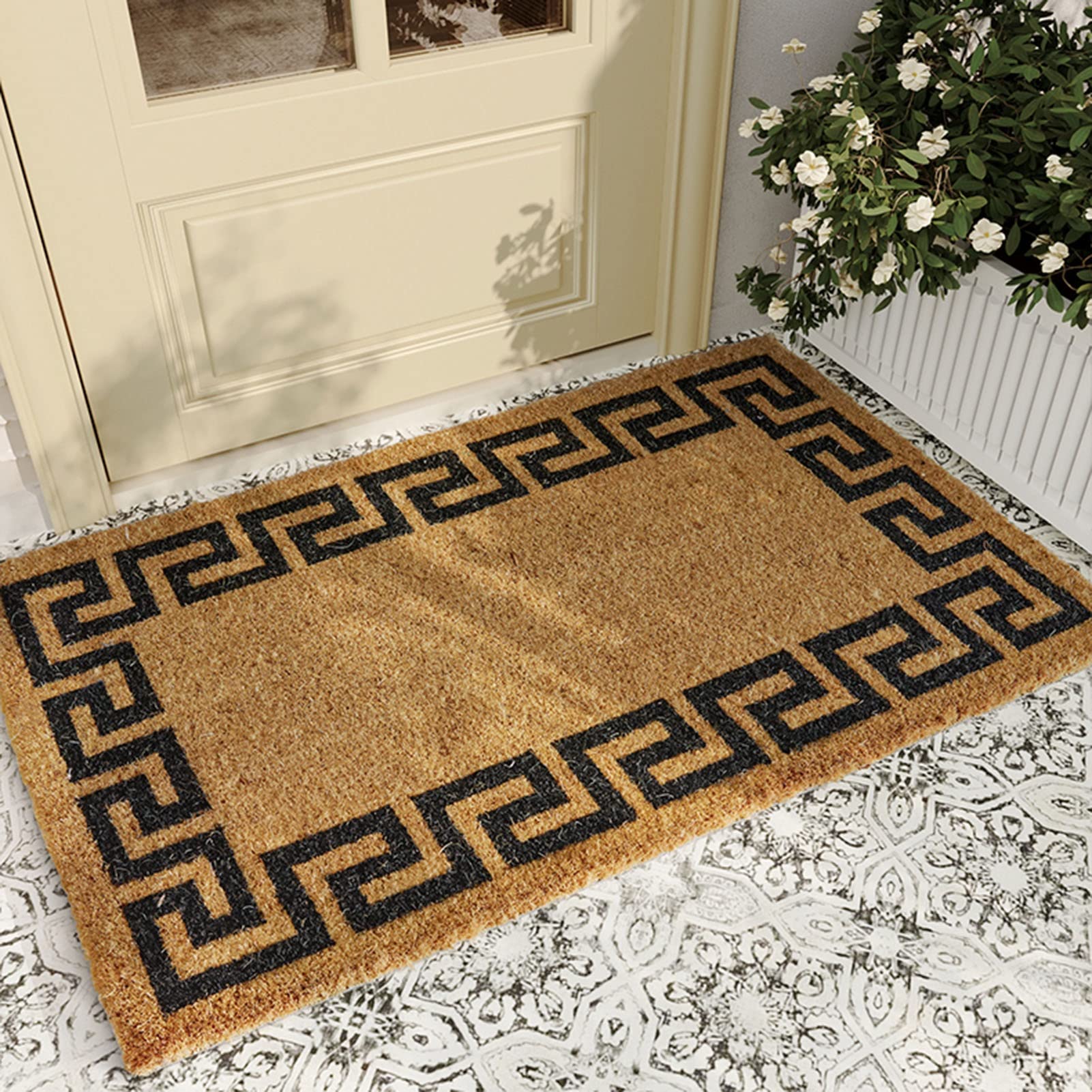 Outdoor-Matten, natürliche rutschfeste Bodenmatte für den Eingangsbereich, hygroskopischer Terrassengarten-Hoteleingangsteppich, 1,5 cm dick (Farbe: Braun, Größe: 2 Stück – 45 x 75 cm)