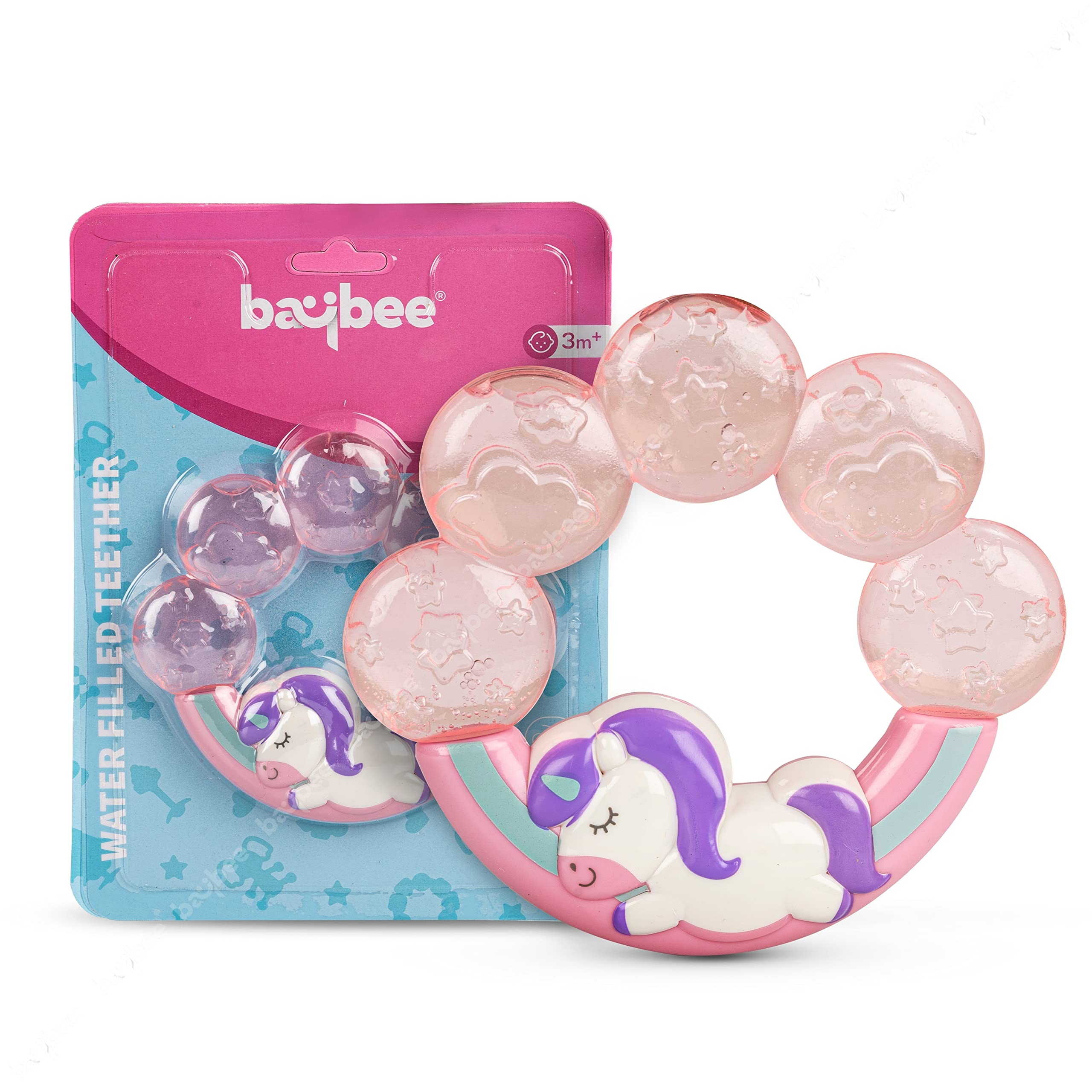 Baybee Natural Soft Silicone Baby Teether for 6 to 12 Months | Bpa Free- Food Grade Teething Toy for Babies | Organic Nipple Teethers for Newborn Infant, Toddlers Lightweight Unicorn Chew Soother Toy