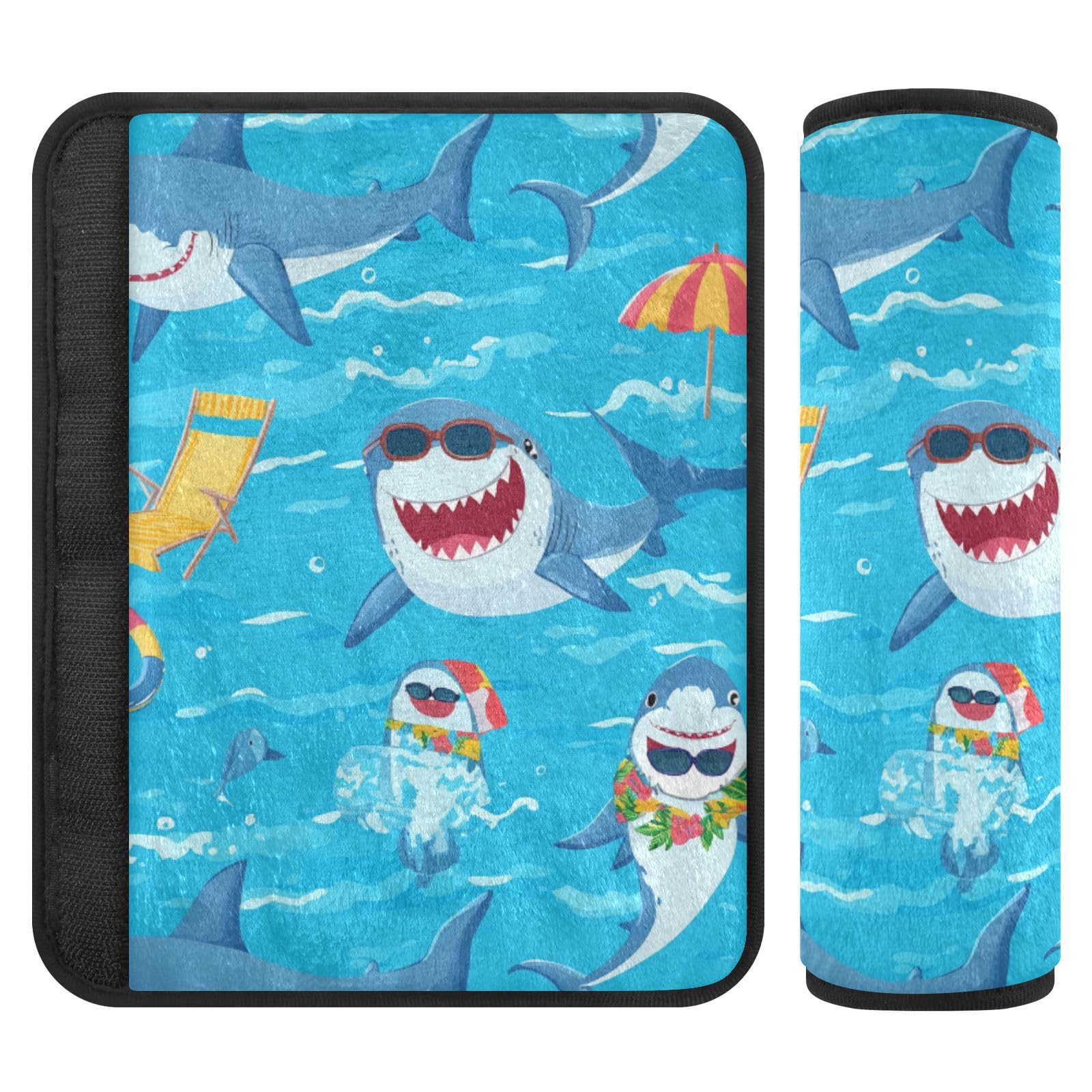 Seat Belt Covers 2 Pack Sharks Car Seat Strap Covers Super Soft Multiple Poses Car Seat Neck Cover for Boys Girls Adults Babies S