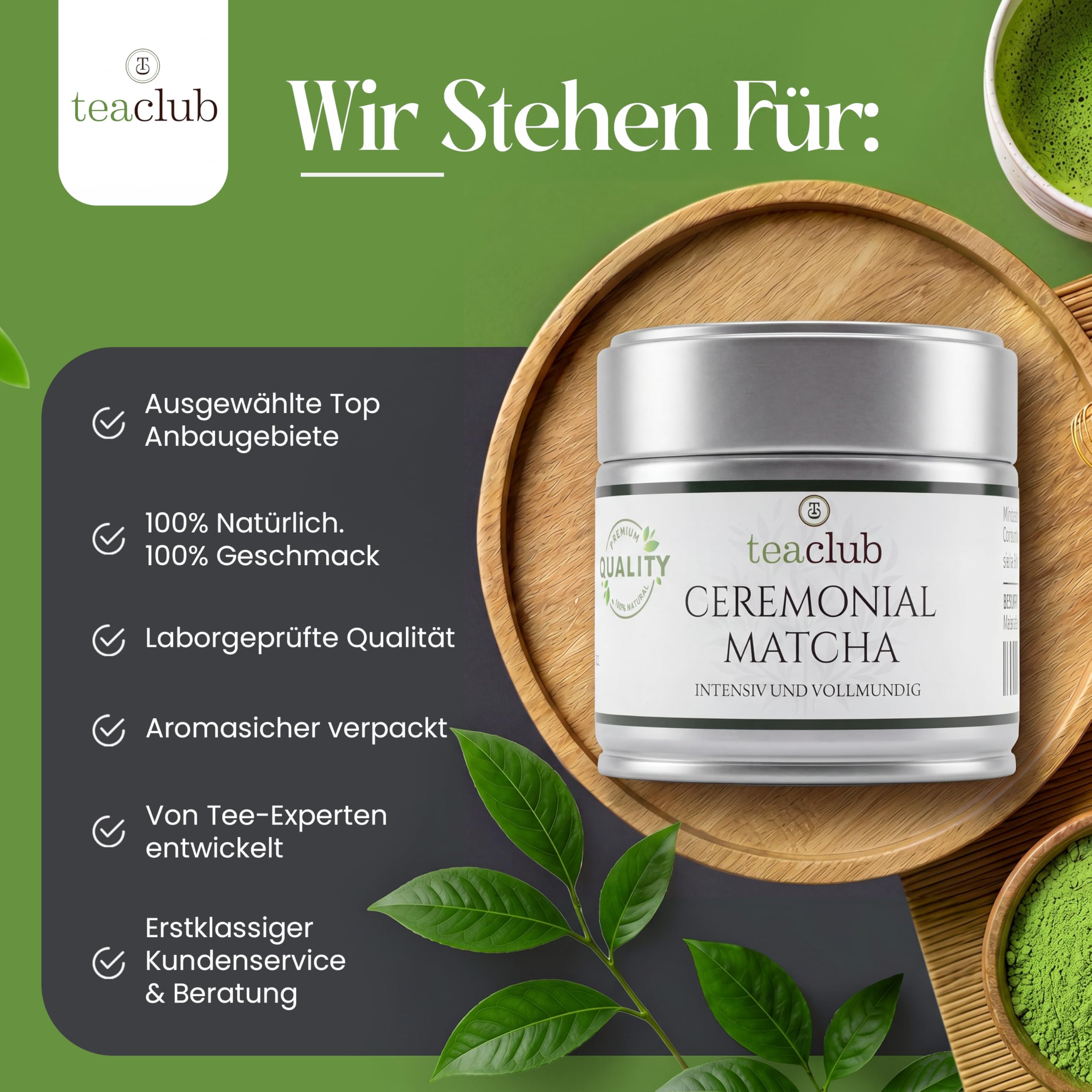 TeaClub Matcha Japońska jakość ceremonialna 30g - First Flush | Matcha klasy ceremonialnej, cieniowane liście tencha First Flush, szlifowanie szlifierskie, do ceremonii parzenia herbaty