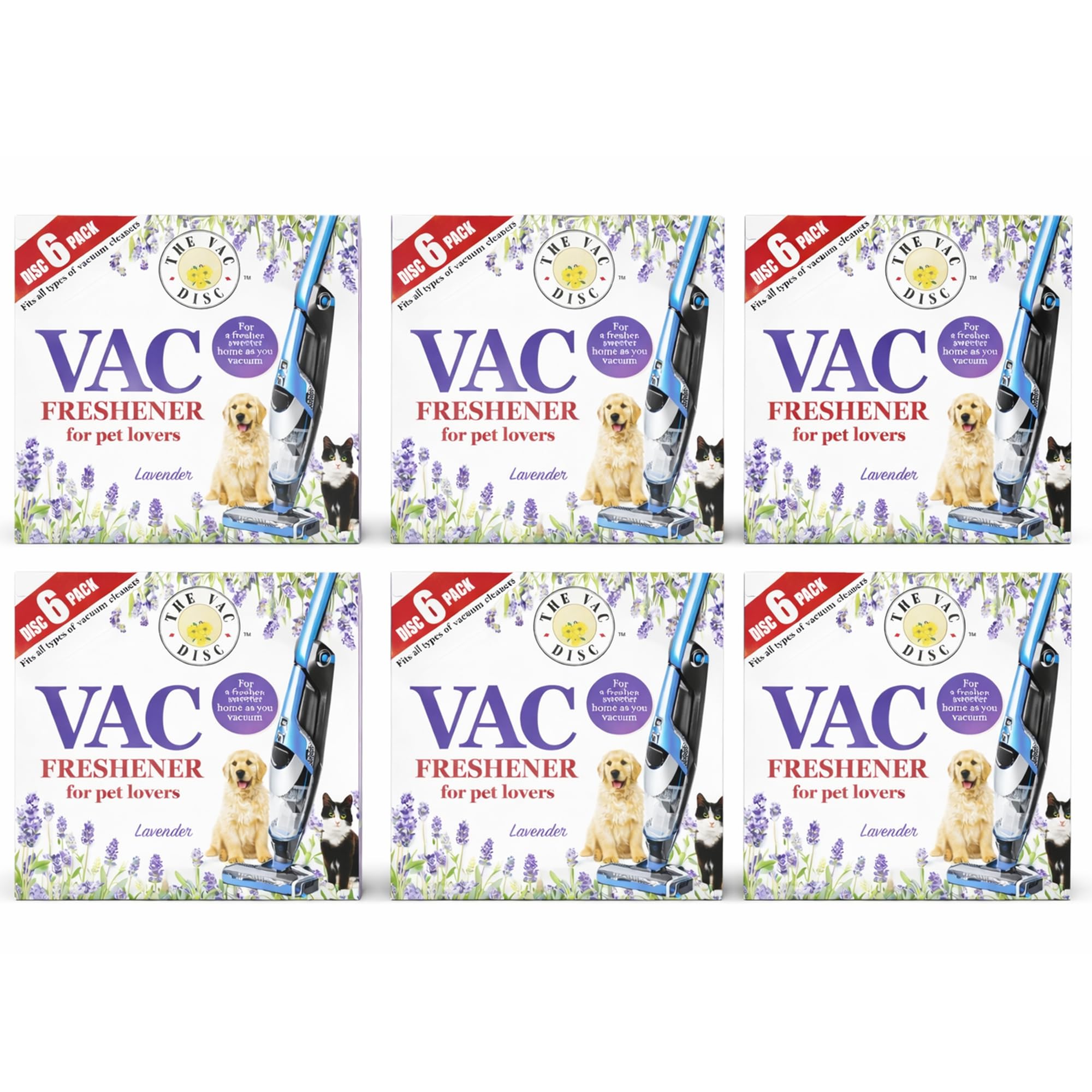 VR ANGLE VAC Freshener Disc Pack of 6 Lavender, 6 Discs in one pack,Extra Strength Freshener for Pet Owners, Long Lasting Vacuum Deodoriser, Fits Most Bagged & Bagless Vacuum Cleaners — image 1