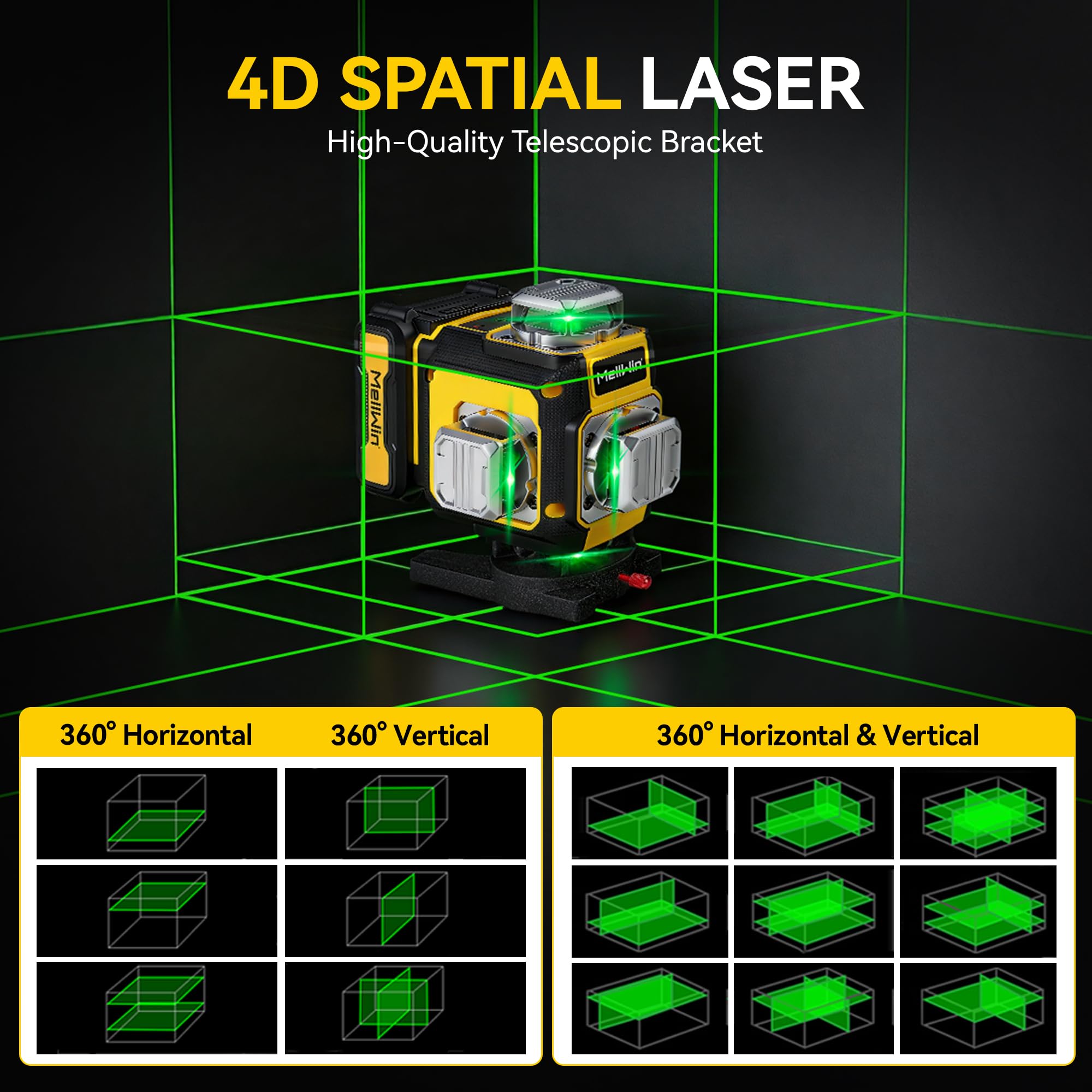 Livella laser con treppiede, Livella autolivellante 4D a 16 linee