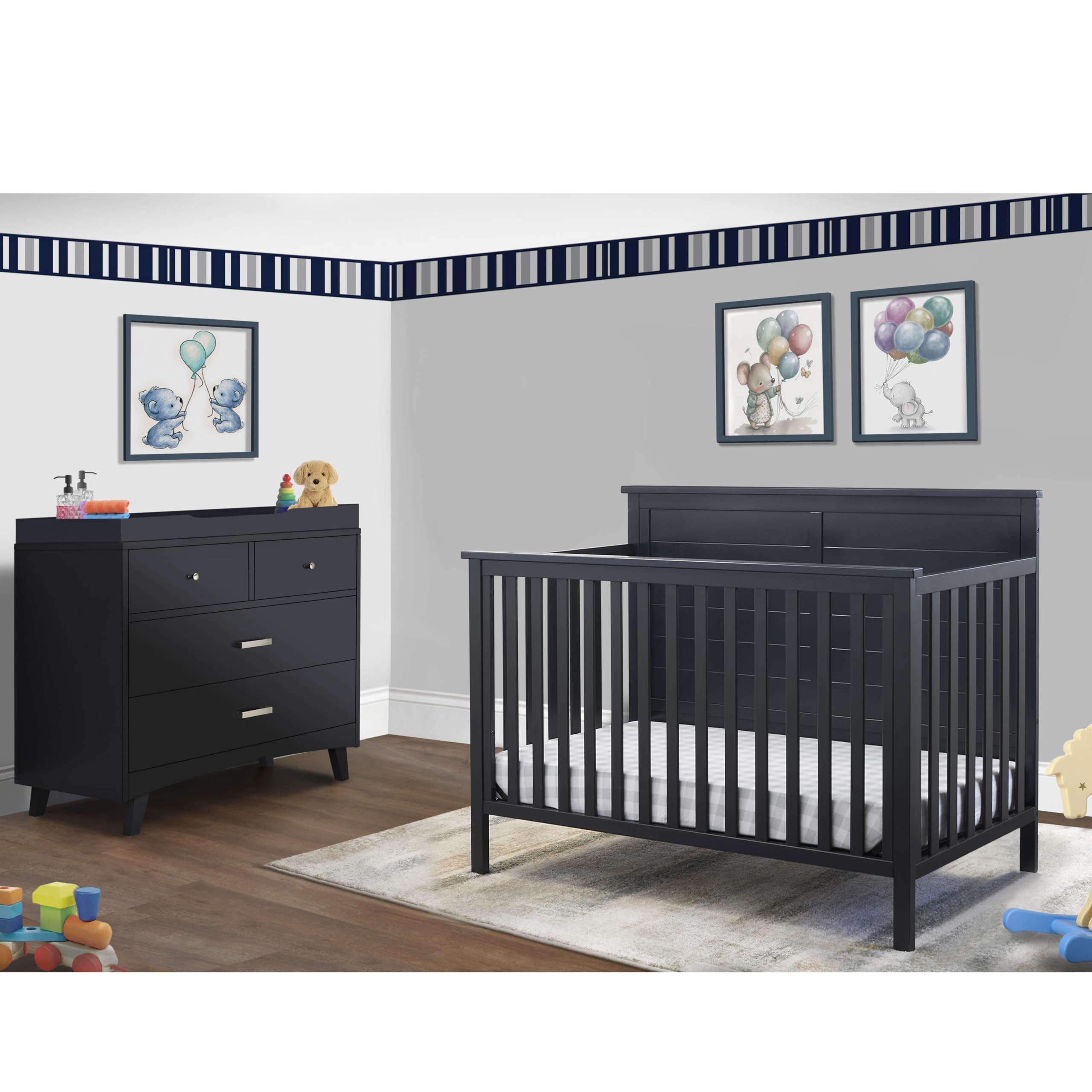 Sorelle Furniture Ashley Crib, Classic 4-in-1 Convertible Pannel Crib, Baby Crib Made of Wood, Non-Toxic Finish, Wooden Baby Bed, Toddler Bed, Child’s Daybed and Full-Size Bed, Nursery Furniture