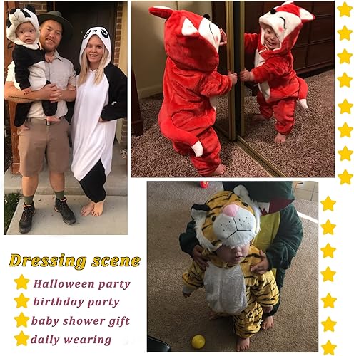 Miniatura 7 de TONWHAR Mameluco Unisex para Bebé con Diseño de Animal, Disfraz de Animal de Dibujos Animados, Ropa para el Hogar, Mameluco de Una Pieza para Niños