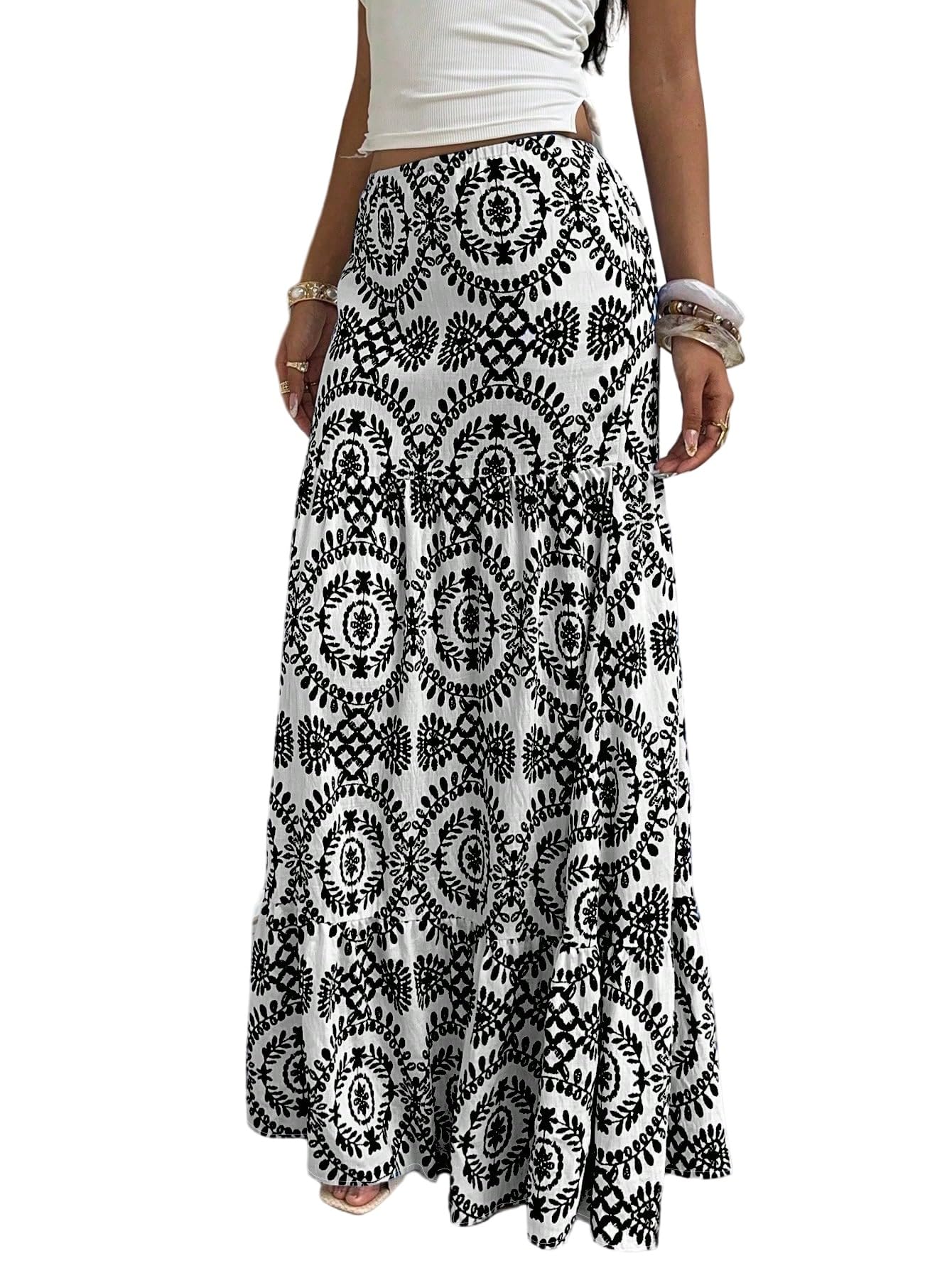 SOLY HUX Gonna boho da donna lunga estiva leggera e ariosa gonna da spiaggia alla moda italiana maxi gonna lunga