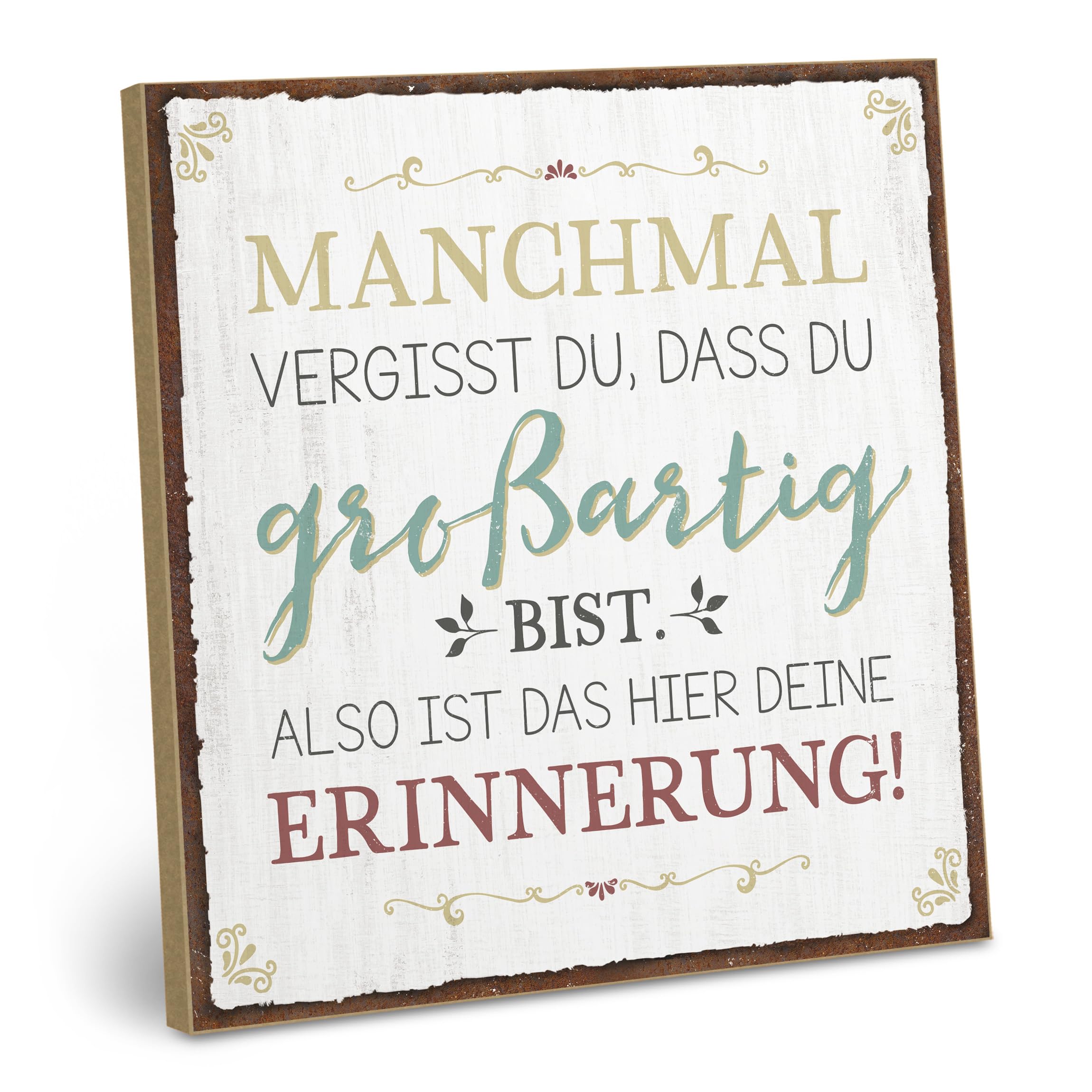 ARTFAVES Wandbild Holzschild - Manchmal Vergisst Du, Dass Du Großartig Bist - 19x19cm