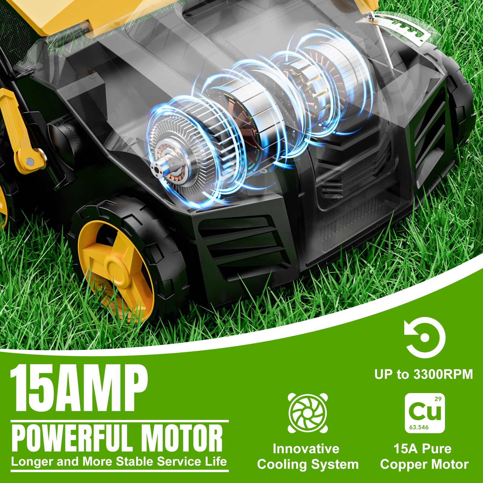 2026 Upgraded Electric Dethatcher Escarificador de 16 pulgadas, EVEAGE 2 en 1 Dethatcher de césped con ajuste de profundidad de 5 posiciones, saco colector de 14,5 galones, escarificador de césped