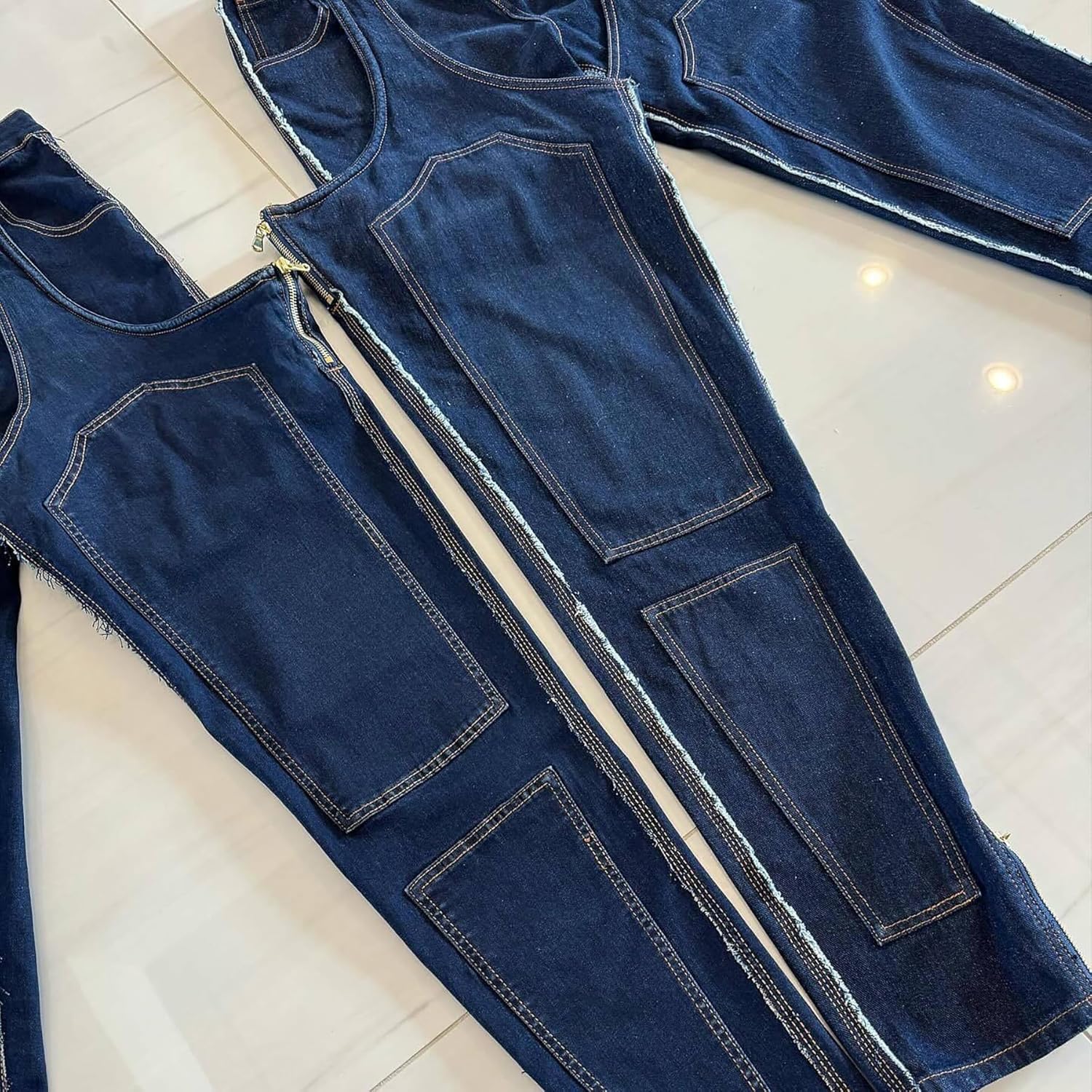 Tbahhir Women's Baggy Ripped Denim Jeans High Waisted Patchwork Boyfriend Wide Leg Distressed Stretchy Pants Y2K Streetwear - Image 6