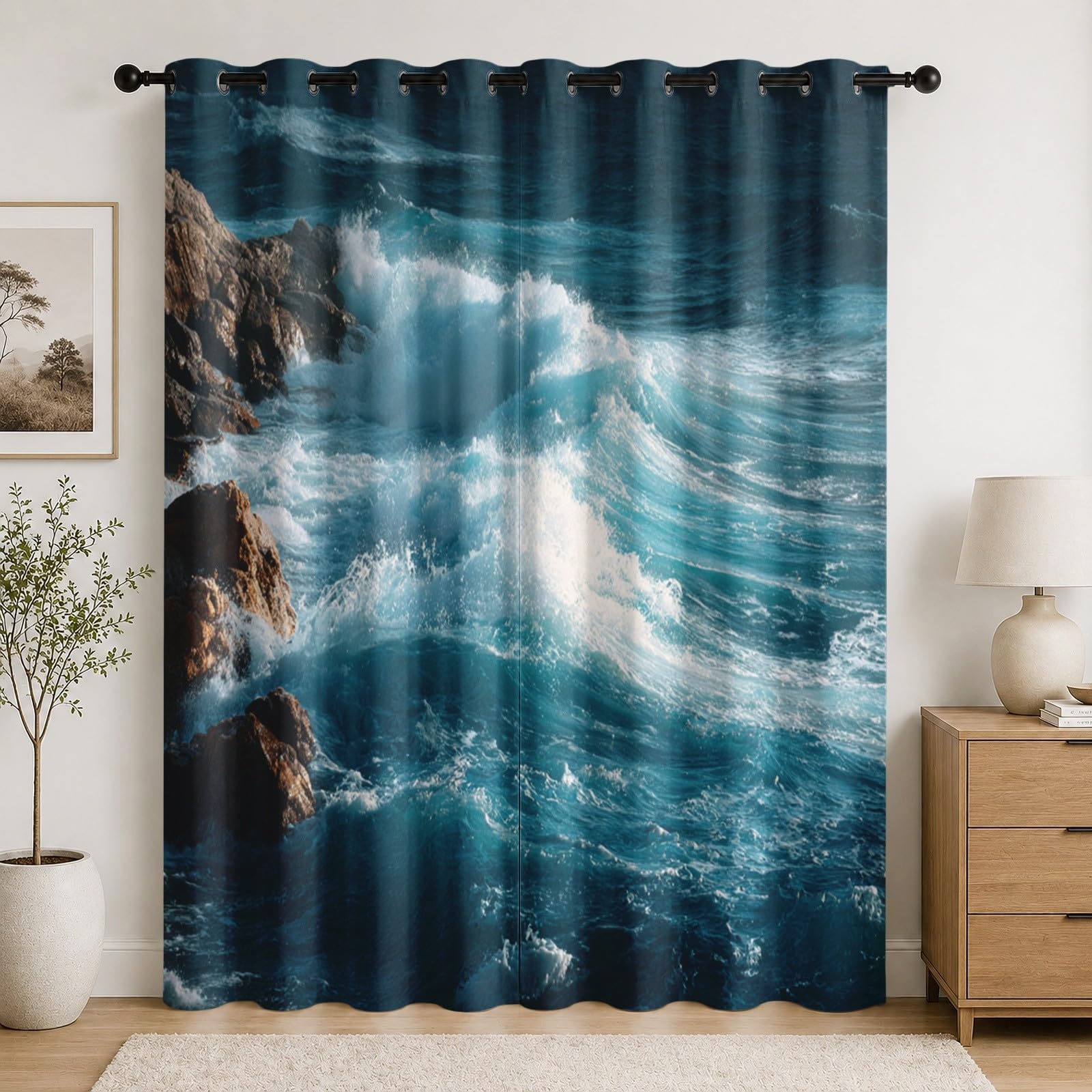 Rideaux occultants thermiques bleu occultant contre bruit et froid chambre salon lot de 2