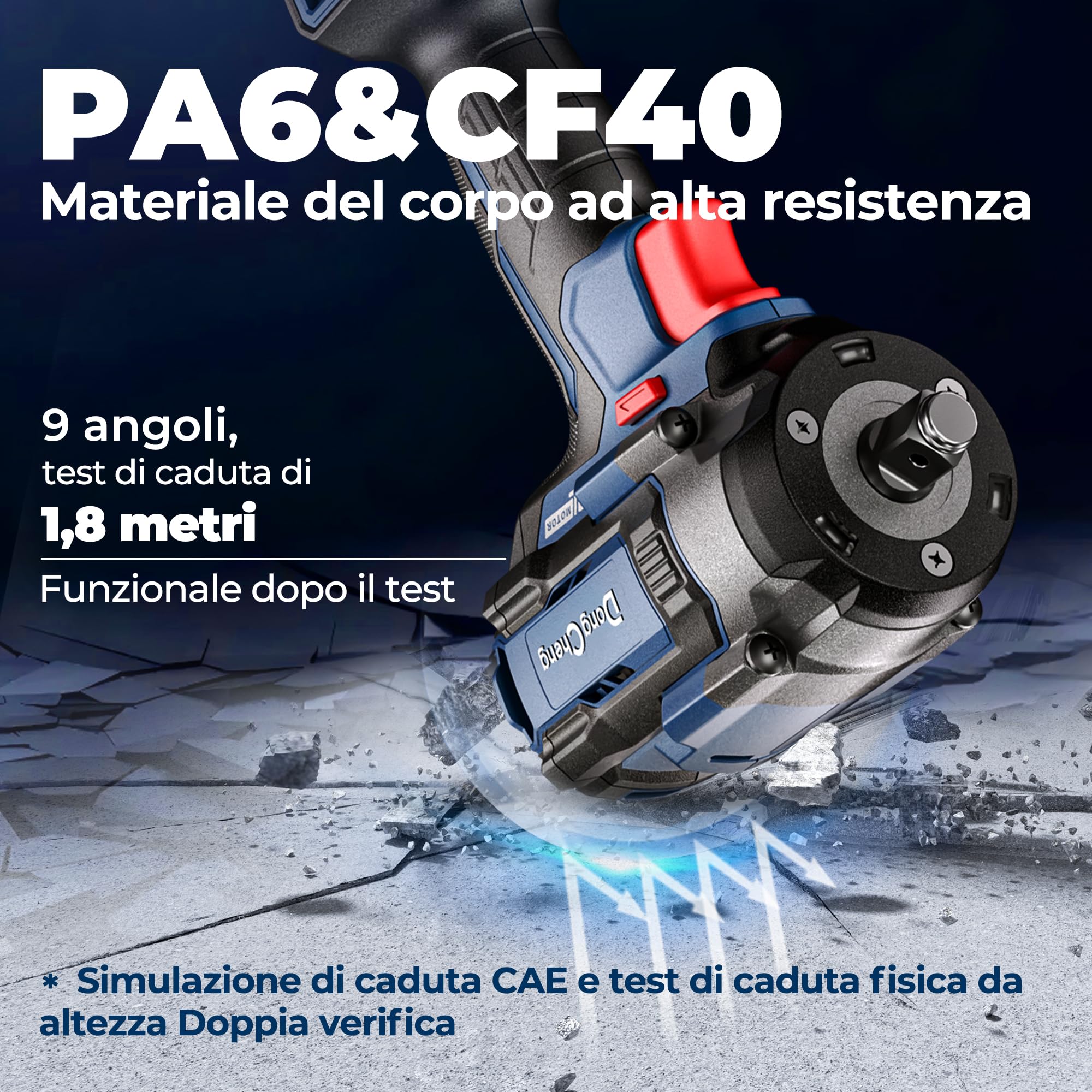 DongCheng Chiave ad Impulsi Senza Fili 20V 4.0Ah Li-ion 800 Nm Chiave a Impulsi Elettrica 2400 giri/min 4 Velocità con Dadi 17-24mm e Luce LED per Cambio Gomme Auto Meccanica Cantiere