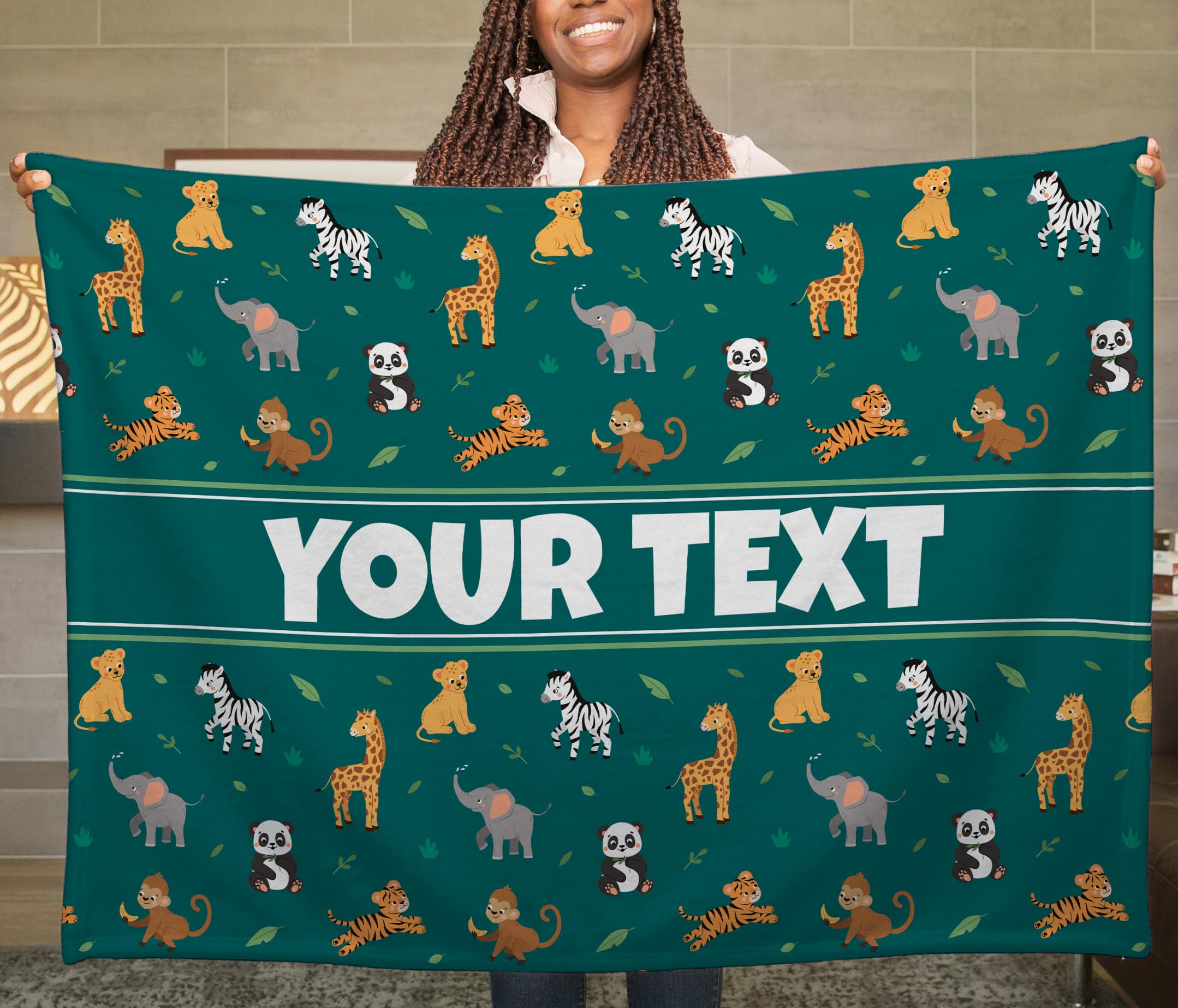 Zoo Animal Kids Throw Blanket - Custom Personalized Fleece, 60x80 in