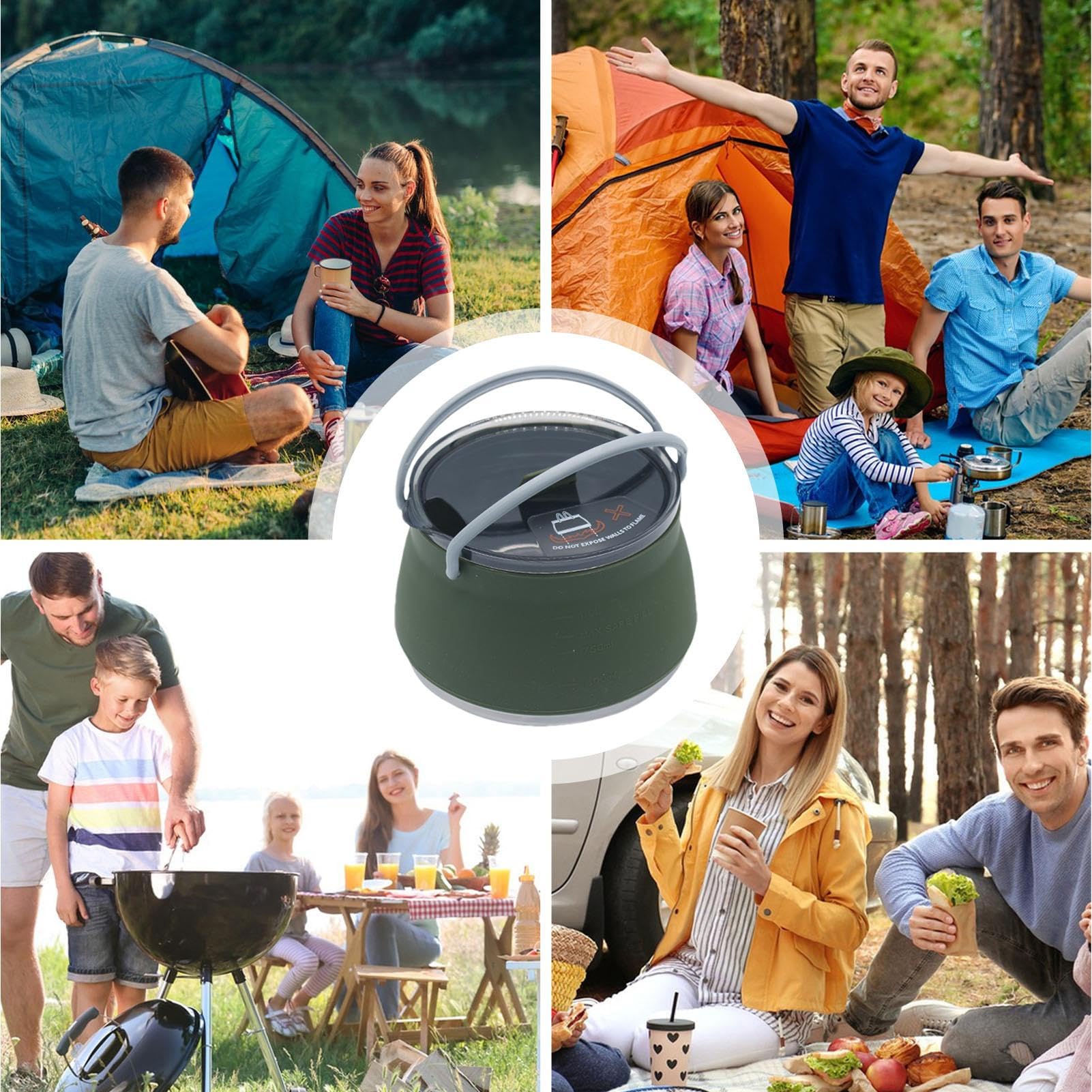 Pentola per l'acqua pieghevole, bollitore da campeggio portatile - Boiler da campeggio in silicone - Bollitore da portatile per escursionismo, bollitore da viaggio pieghevole per