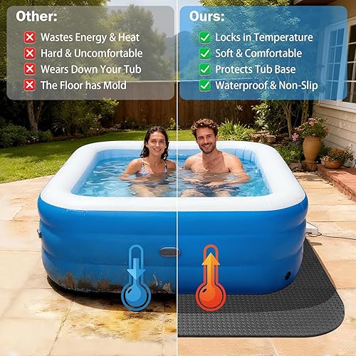 Miniatura 3 de Alfombrilla de bañera de hidromasaje de 85 pulgadas para bañera inflable de 12 pulgada, base de espuma EVA antideslizante extragruesa, suelo
