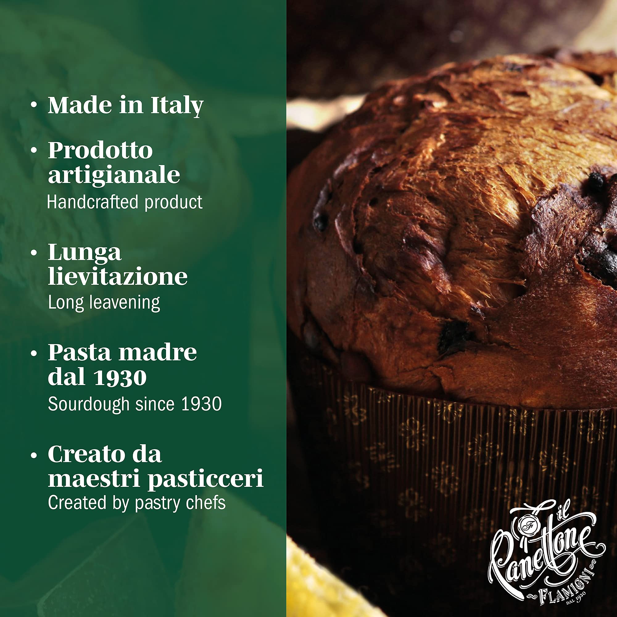 FLAMIGNI, Artisan Panettone Milano Basso Classique Traditionnel à l'Orange Confite, Cèdre, Raisins Sultana et Arôme Naturel de Vanille, Emballage avec Ruban Idéal comme Cadeau de Noël, 1Kg