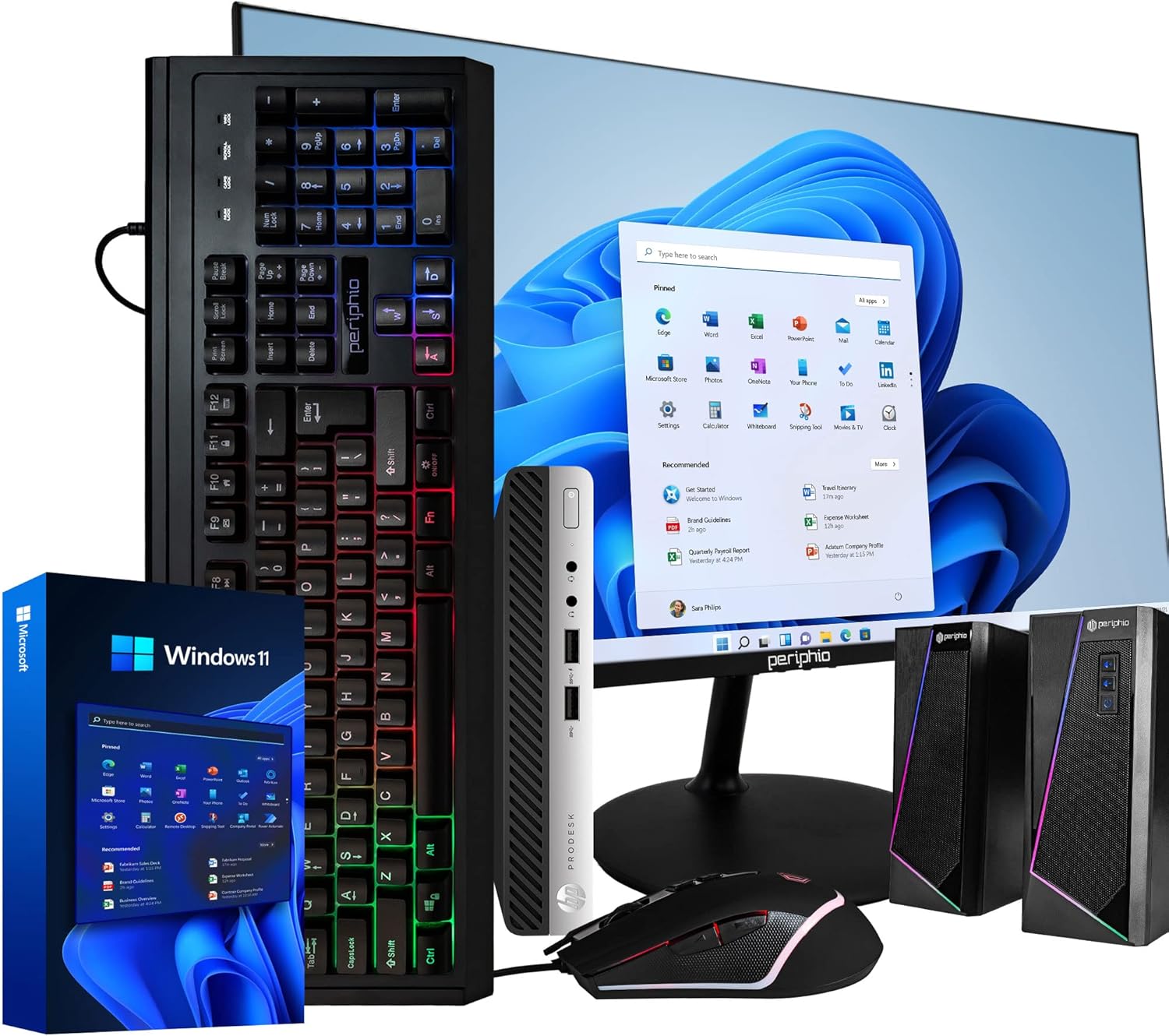 HP Windows 11 Desktop Computer ProDesk 400G4 | Intel Core i5-8500T Six Core (4.3GHz Turbo) | 16GB DDR4 RAM | 500GB SSD Solid State + 1TB HDD | WiFi + Bluetooth | Peripheral Computer Package (Renewed)