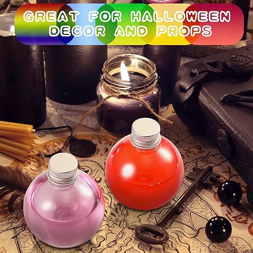 Miniatura 4 de 24 botellas esféricas de plástico con forma de bola, botellas redondas de arena de 3.4 onzas con 5 embudos, botella decorativa para dulces para San