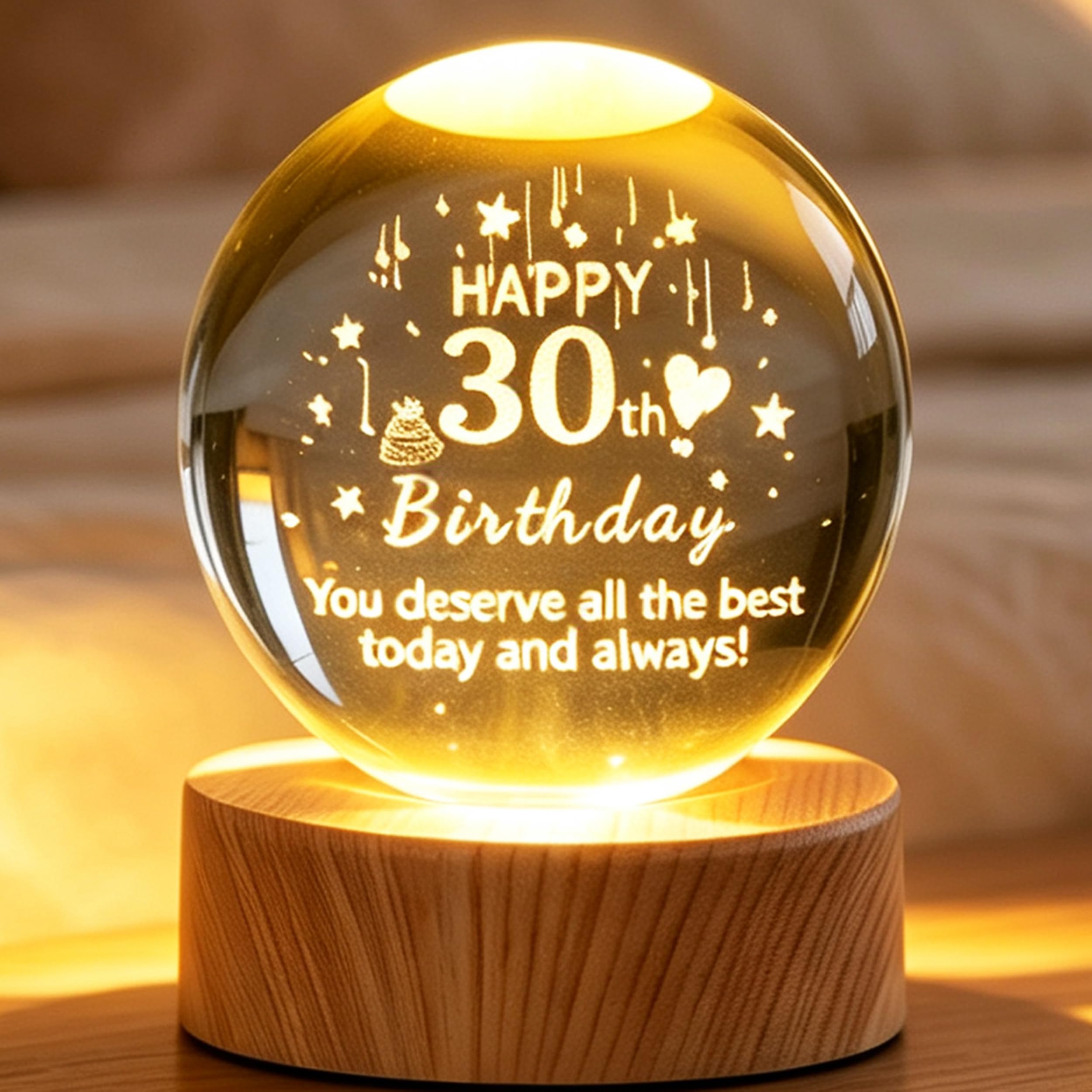 XIANNVXI 30th Birthday 3D Crystal Ball 60mm,30th Birthday Gift for Him Her