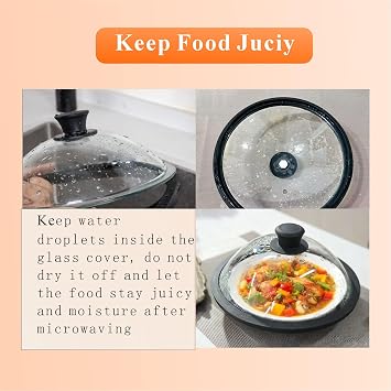 Premium Tempered Glass Microwave Cover 11.6inch/296mm (inner Dia.10.5inch/265mm),Tempered Glass Microwave splatter guard with water injection through, keep food juicy, BPA free 100% food safe
